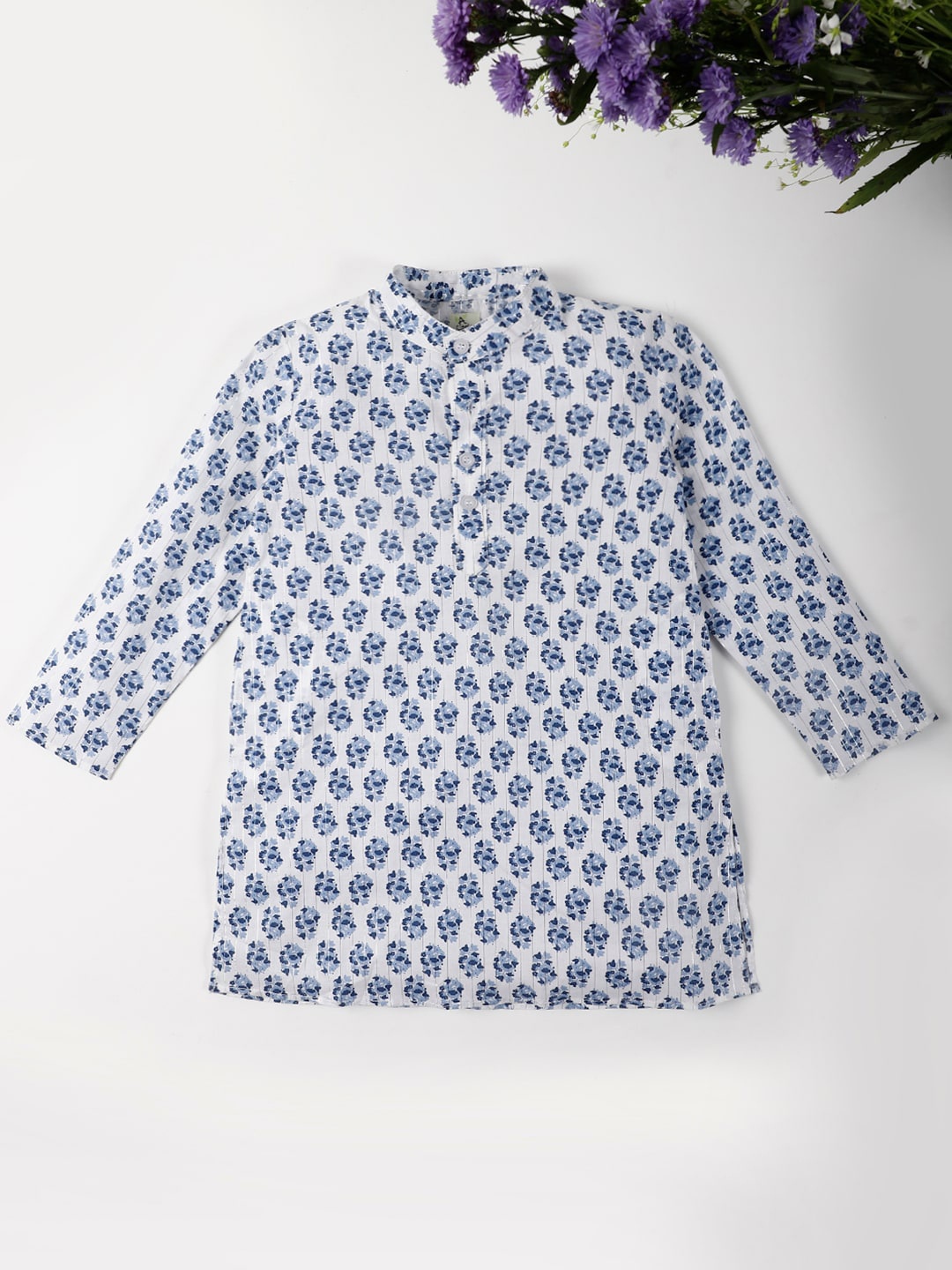

A Little Fable Boys Abstract Printed Cotton Kurta, White