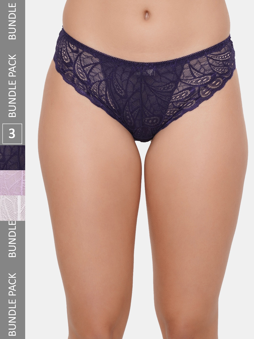 

Amour Secret Women Pack Of 3 Self-Design Hipster Briefs, Purple