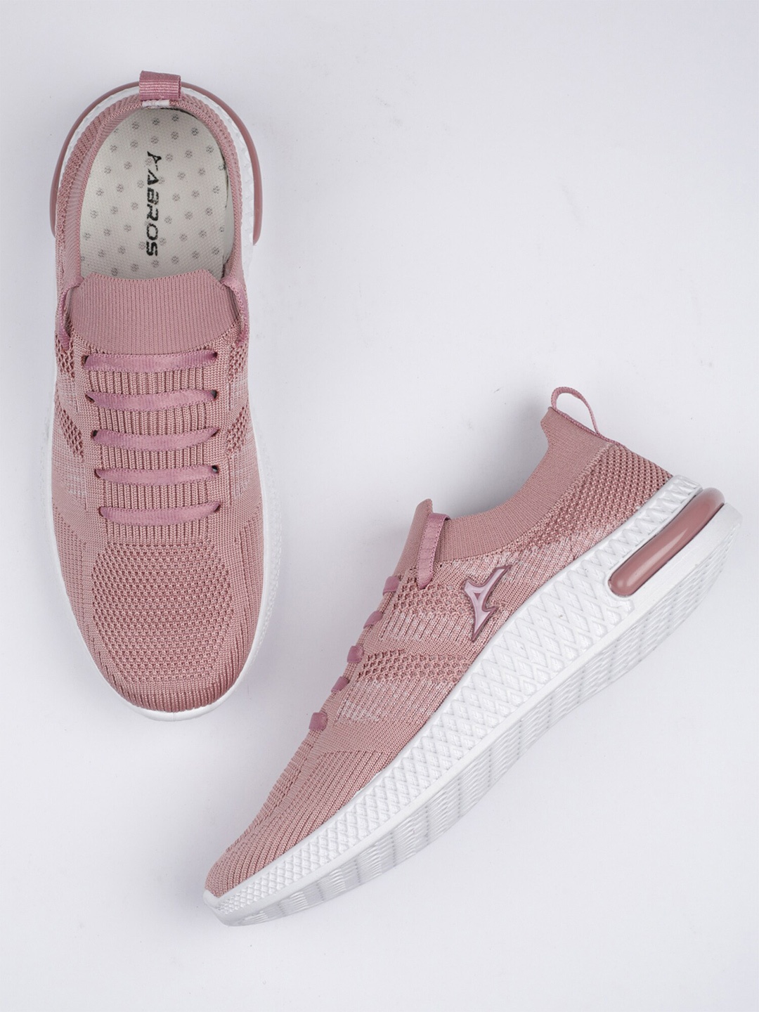 

ABROS Women Mesh Lace-Ups Running Shoes, Rose gold