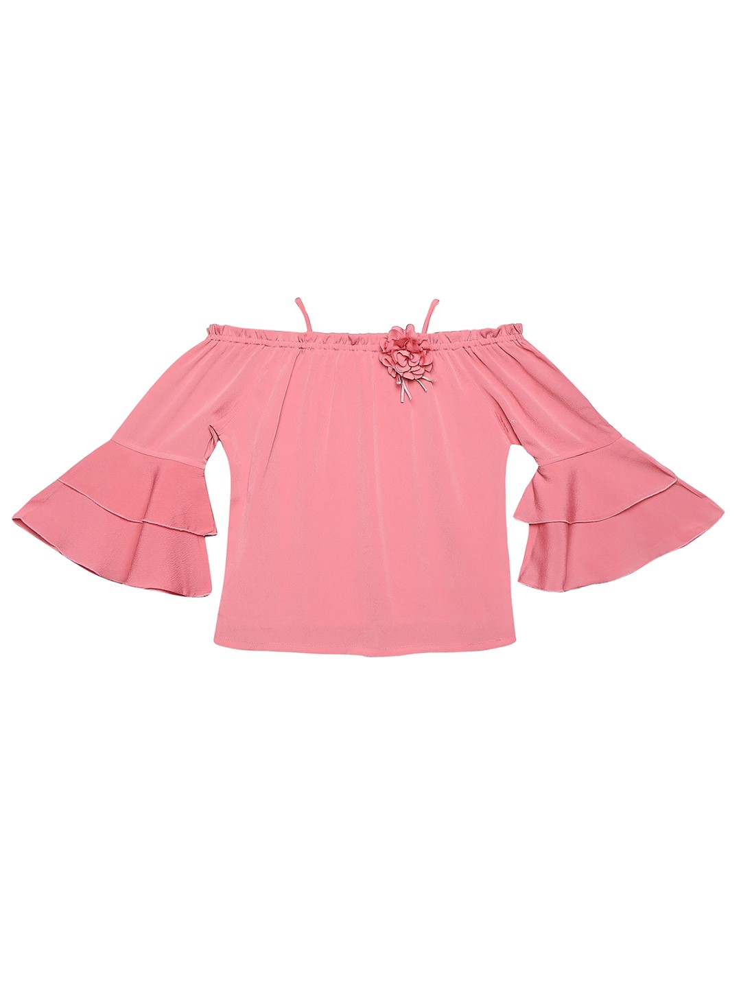 

Tiny Baby Girls Off-Shoulder Bell Sleeves Top, Pink