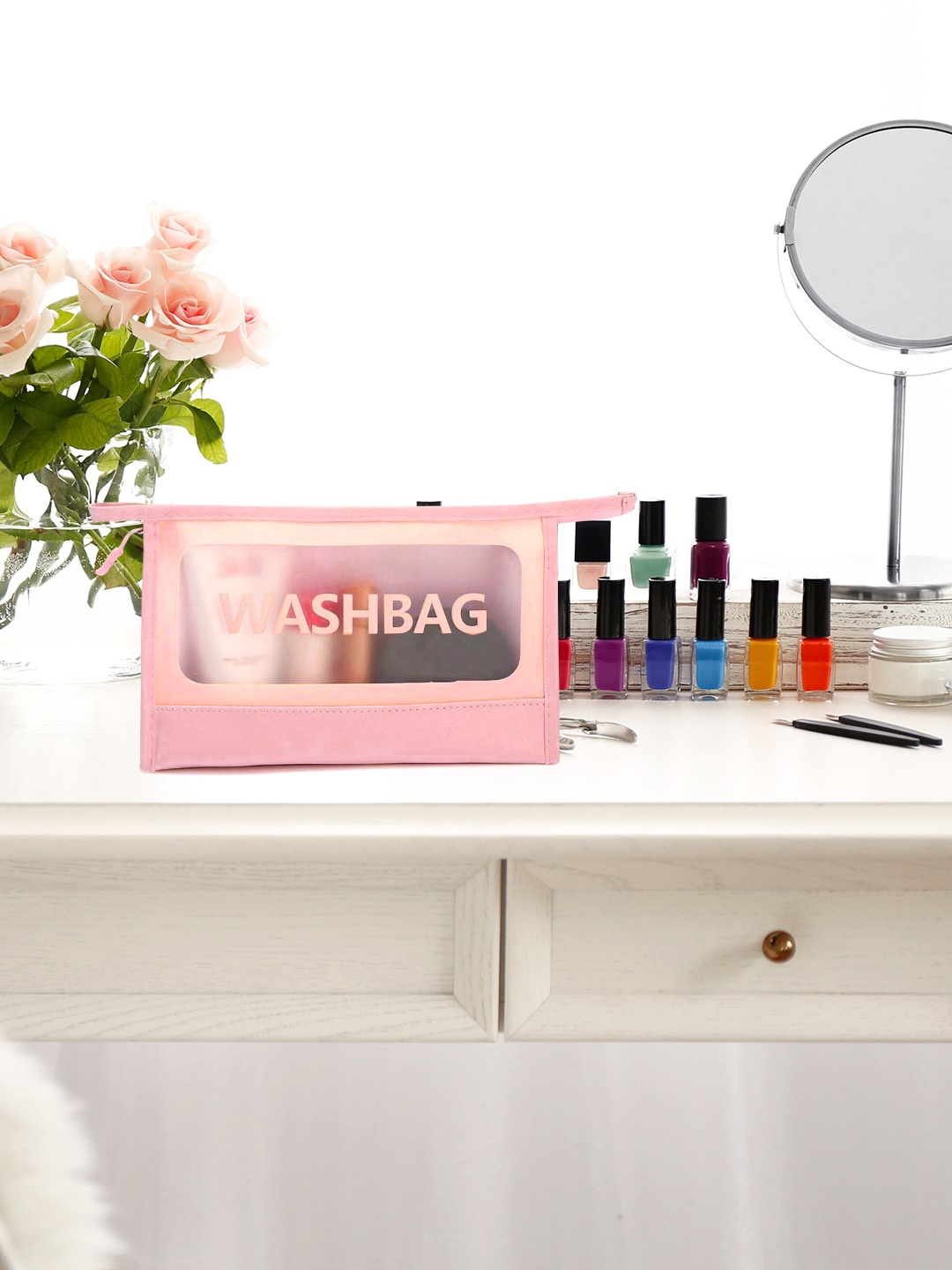 

Awestuffs Transparent Cosmetic Pouch, Pink