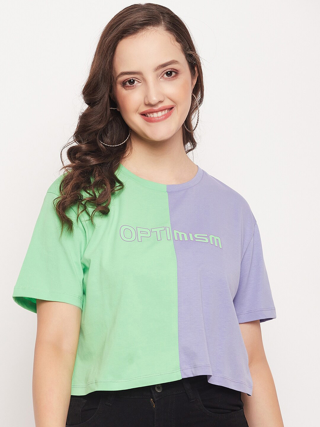 

Madame Colourblocked Cotton T-shirt, Violet