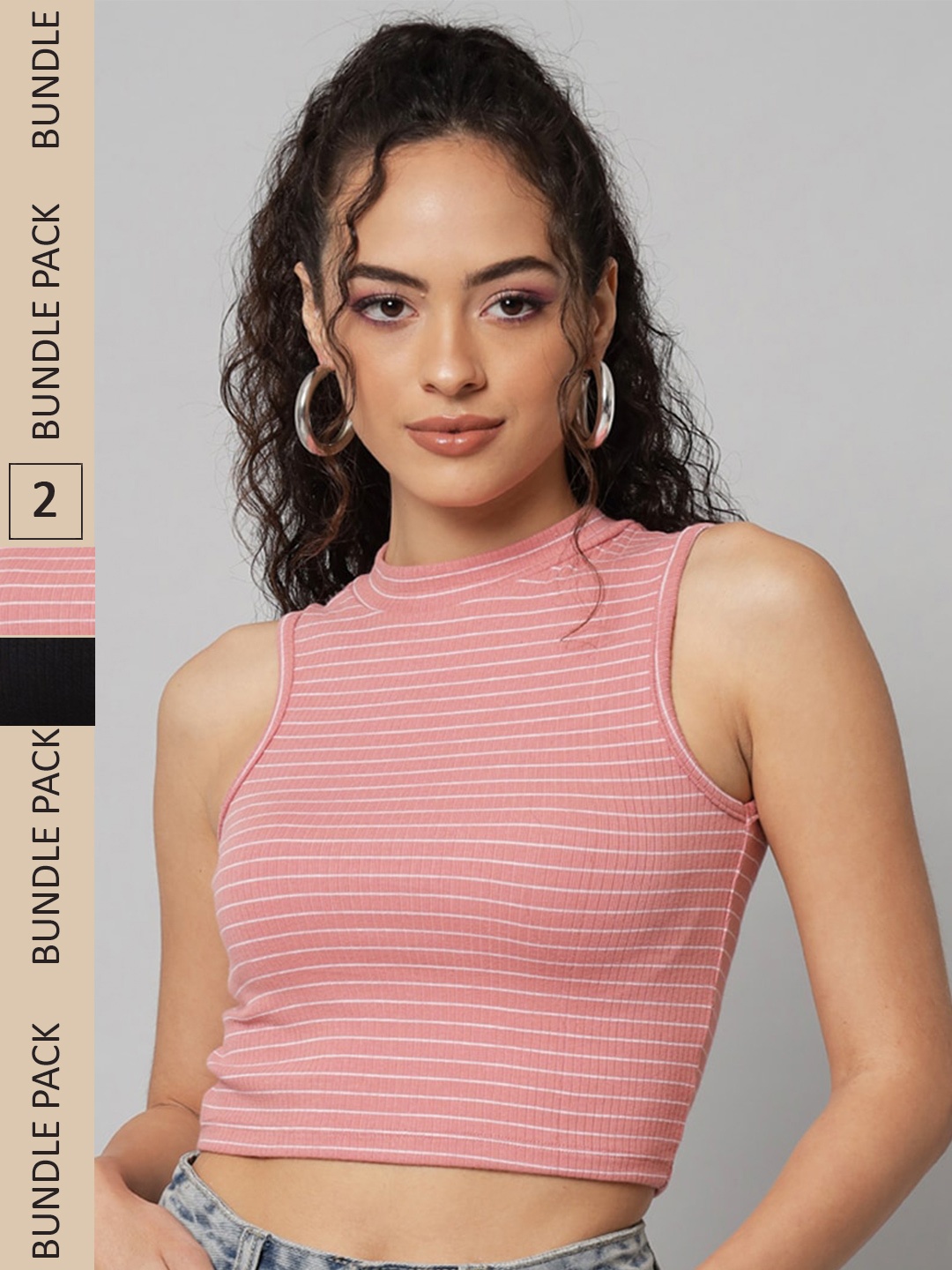 

GUTI Pack Of 2 Cotton Tank Crop Top, Pink