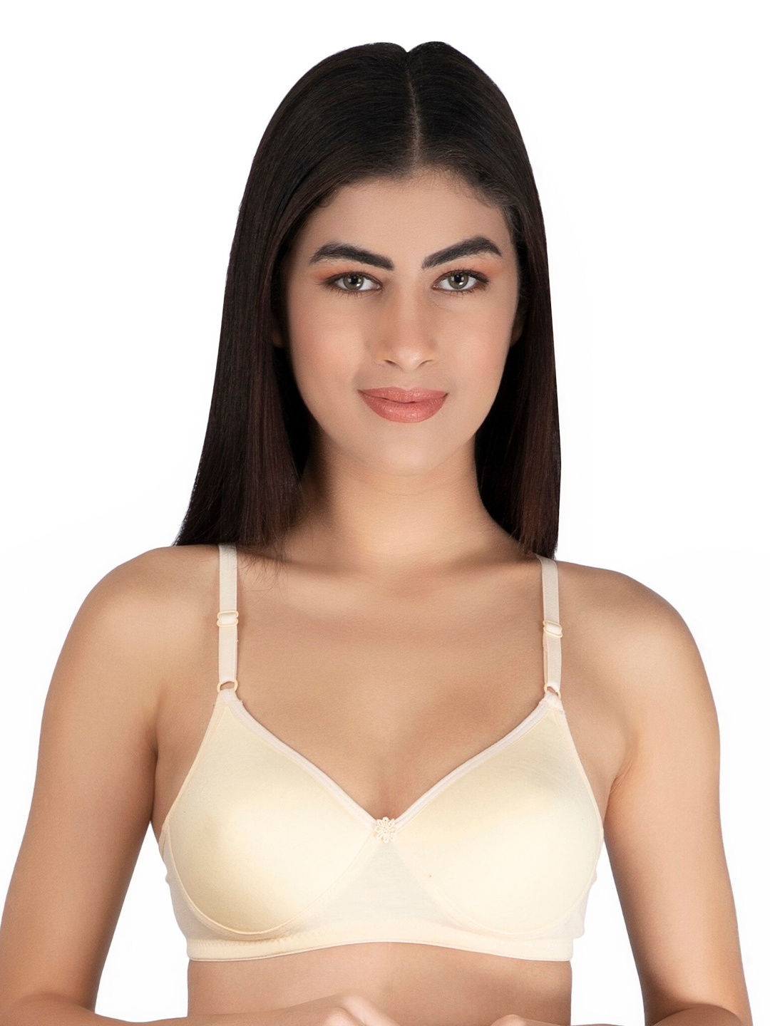 

Fabme Non-Wired All Day Comfort Seamless Full Coverage Heavily Padded Cotton T-Shirt Bra, Cream