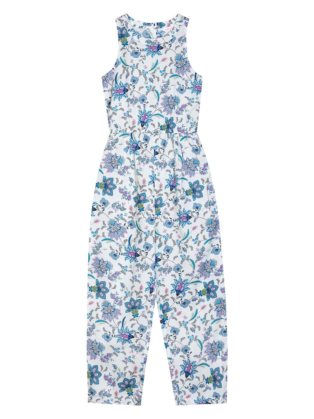 

Budding Bees Girls Halter Neck Floral Printed Basic Jumpsuit, White