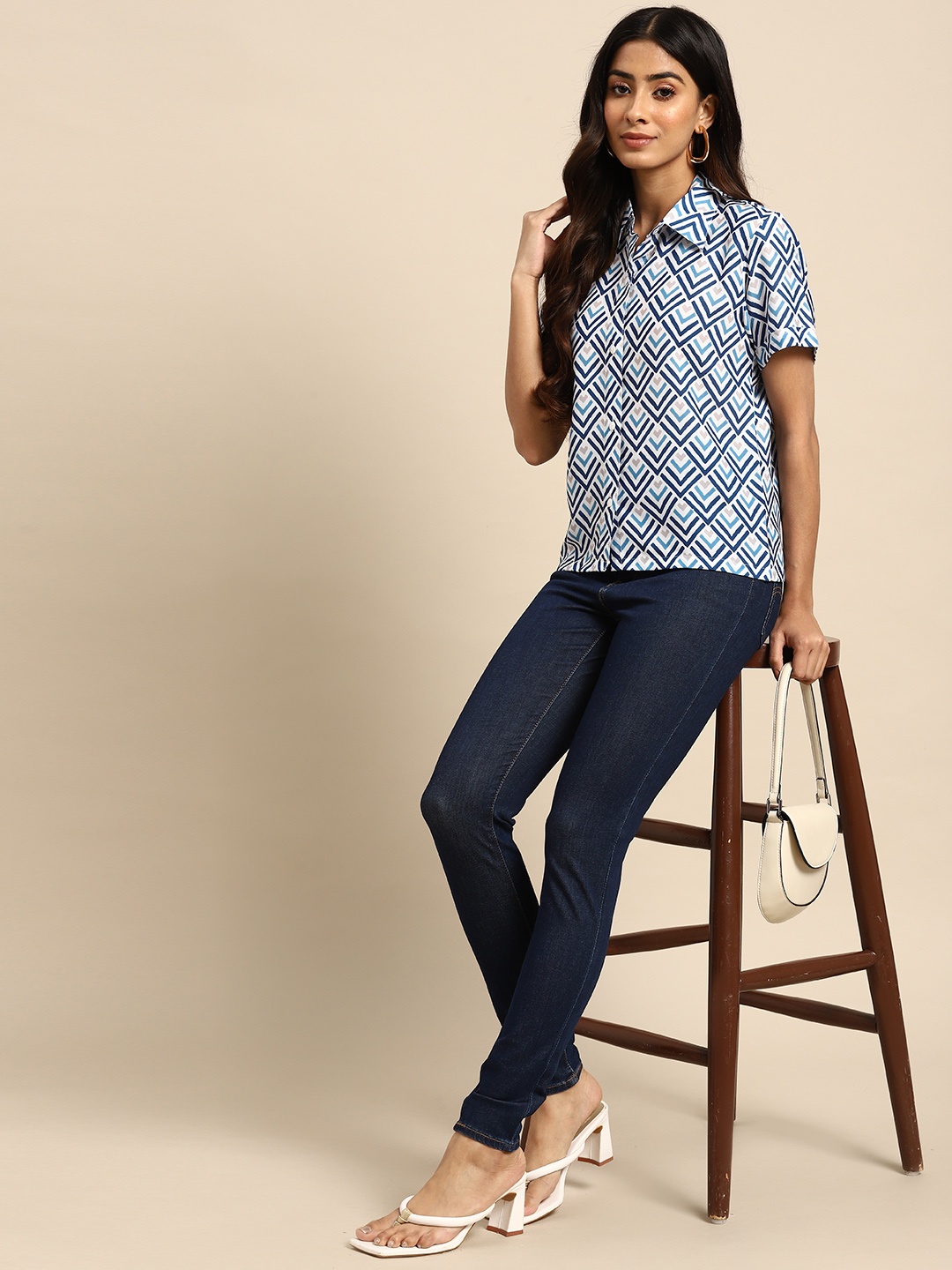 

all about you Women White Opaque Printed Casual Shirt