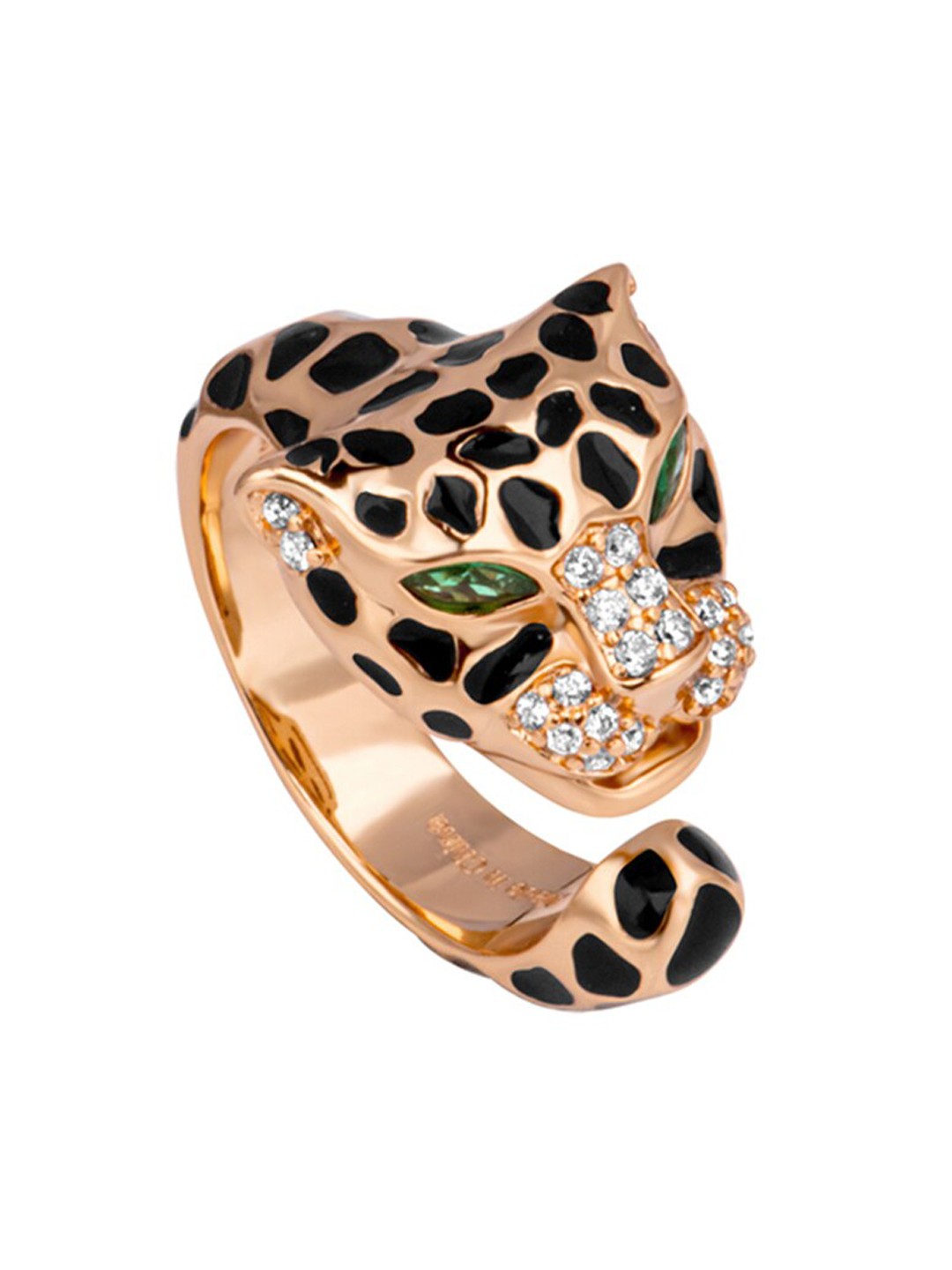 

Roberto Cavalli Rose Gold-Plated Stone-Studded Tiger Face Finger Ring