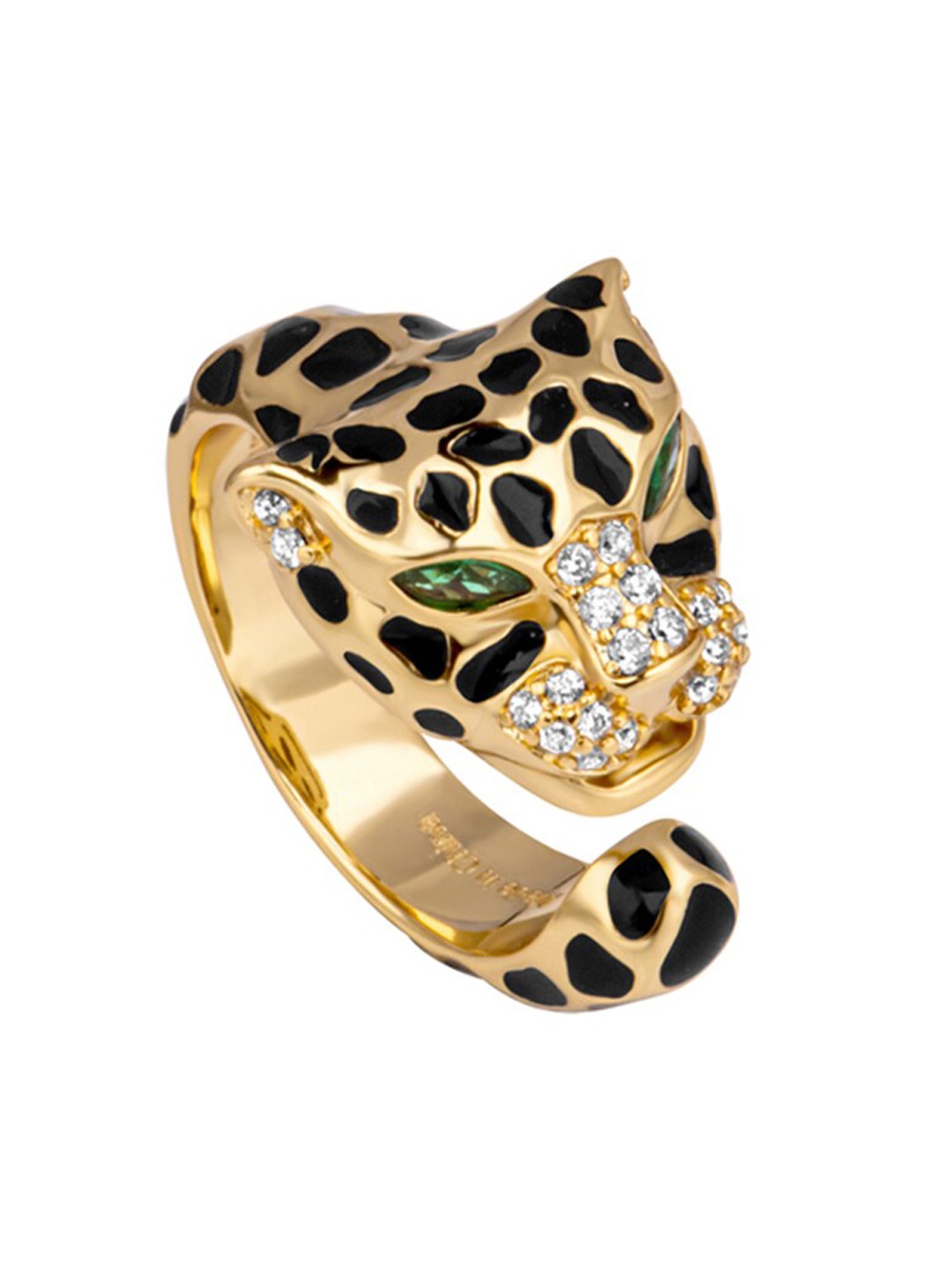 

Roberto Cavalli Gold-Plated Stone-Studded Tiger Face Finger Ring