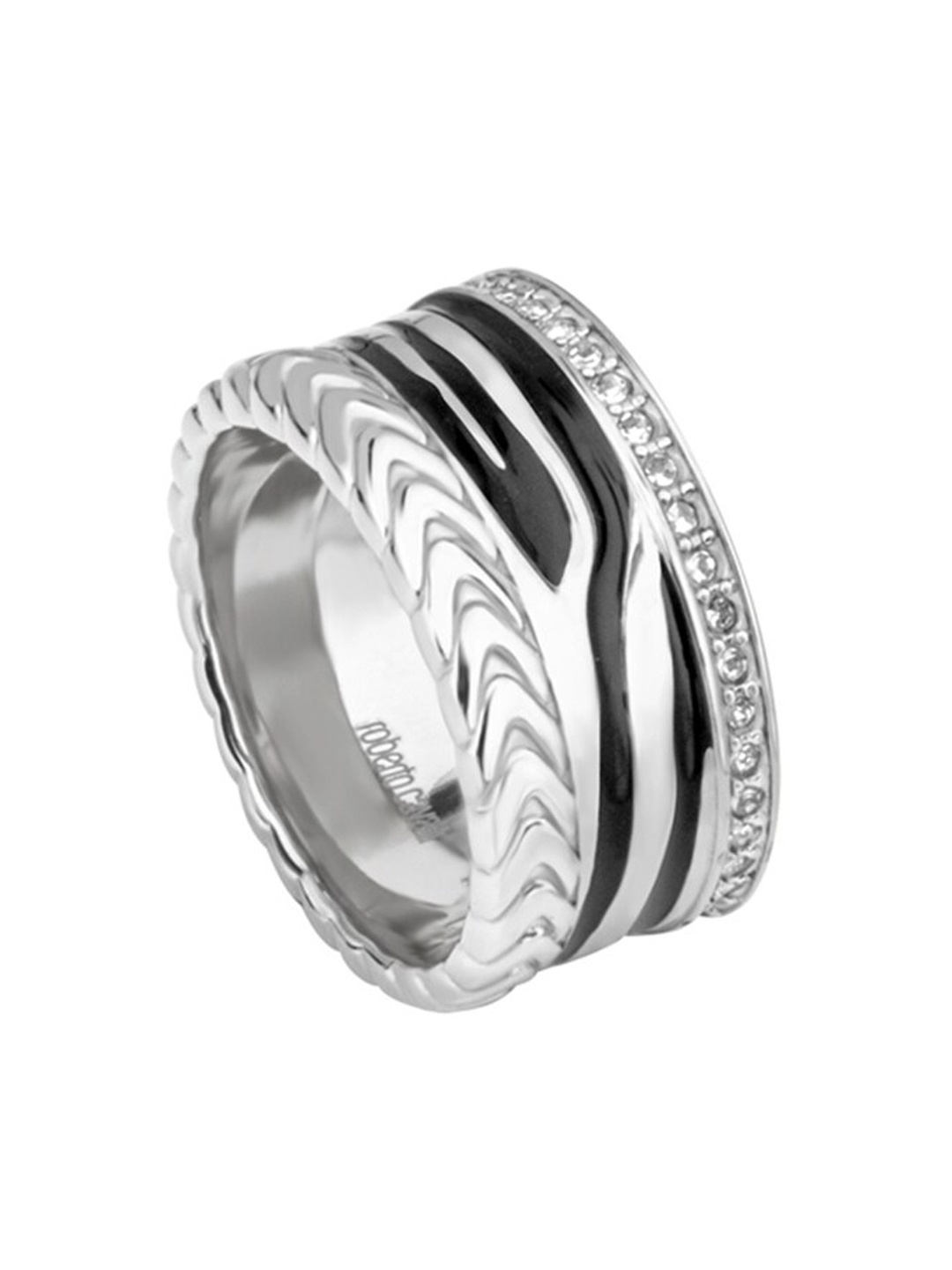 

Roberto Cavalli Silver-Plated Stone-Studded Finger Ring