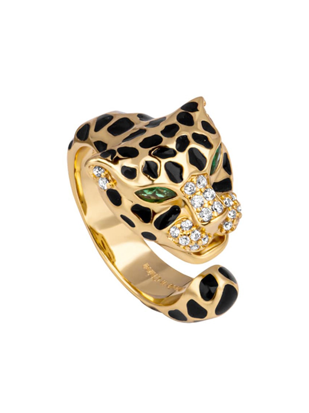 

Roberto Cavalli Gold-Plated Stone-Studded Tiger Face Finger Ring