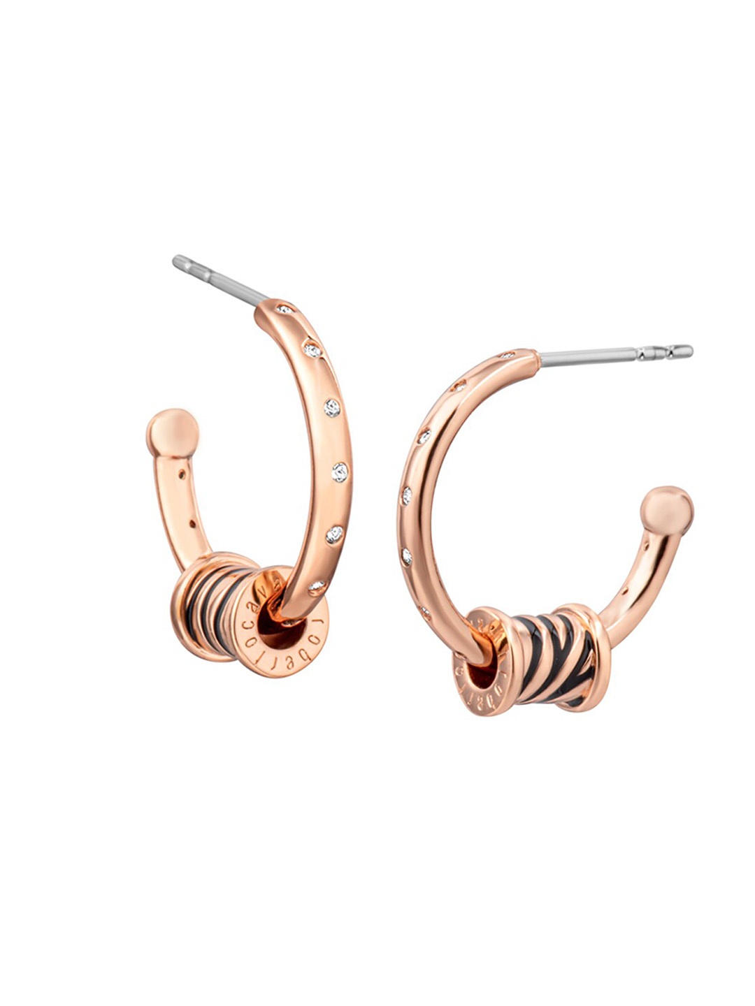 

Roberto Cavalli Stainless Steel Contemporary Half Hoop Earrings, Rose gold