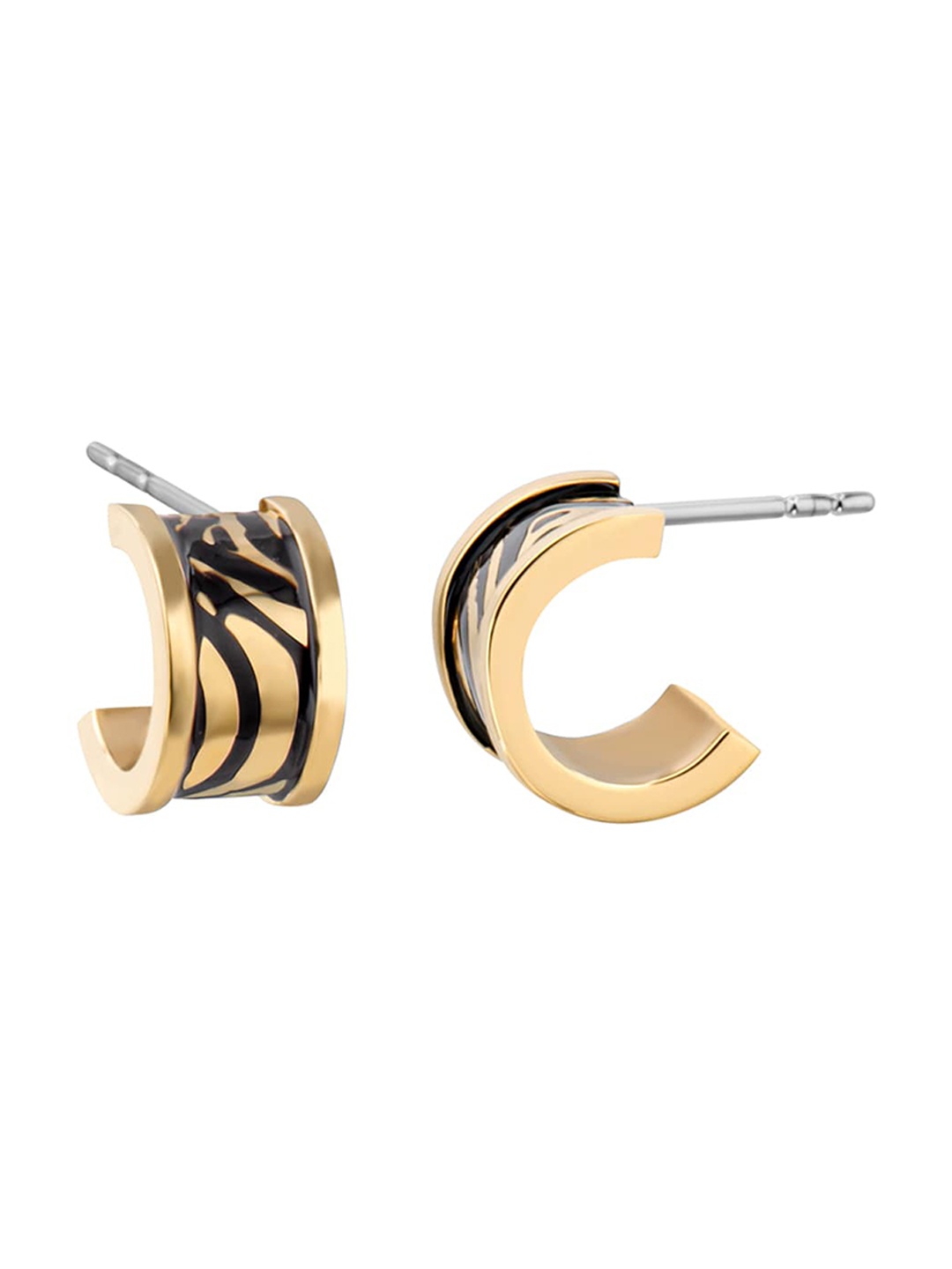 

Roberto Cavalli Stainless Steel Contemporary Half Hoop Earrings, Gold