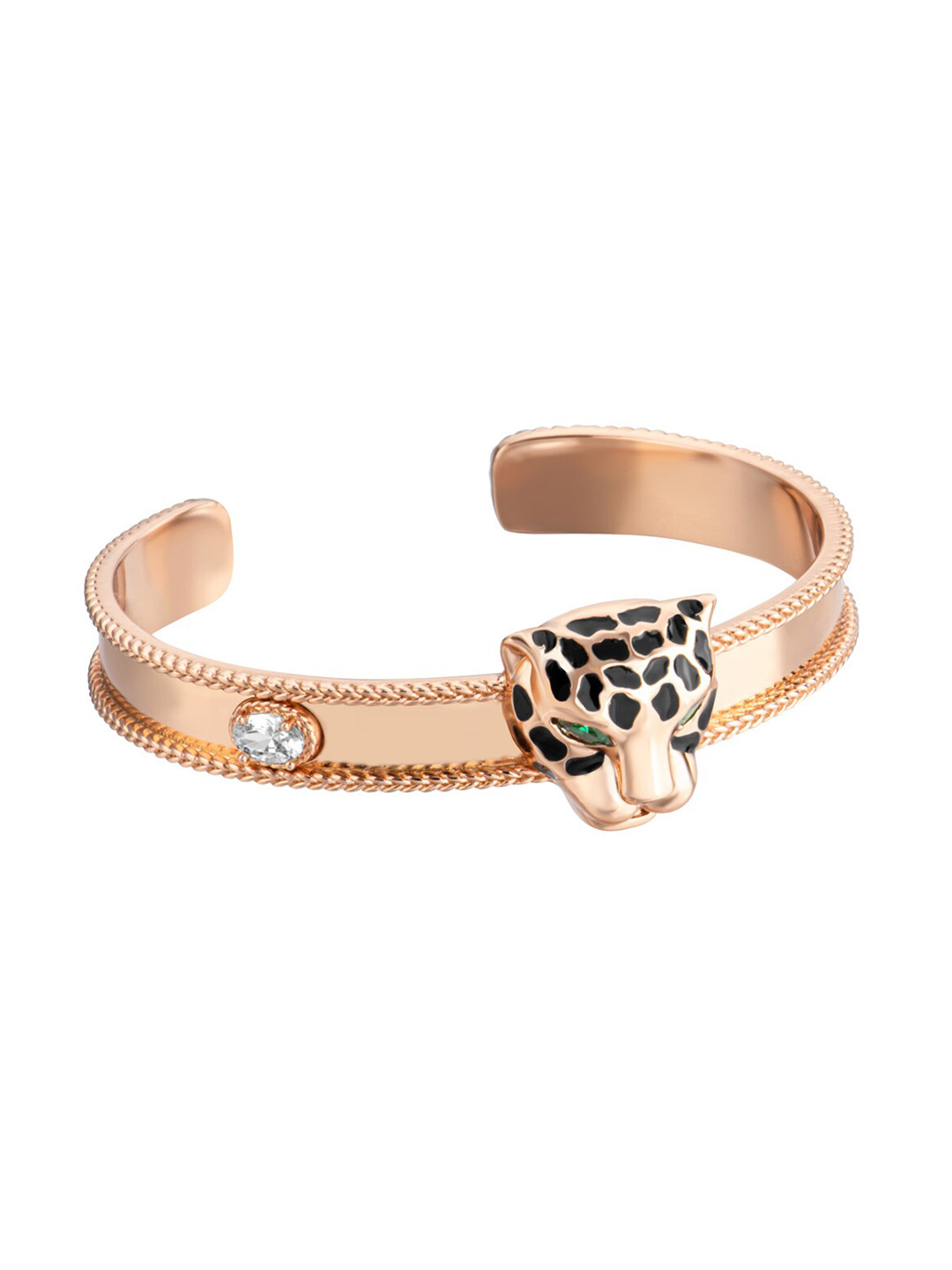 

Roberto Cavalli Rose Gold Plated Stone-Studded Pantera Bangle