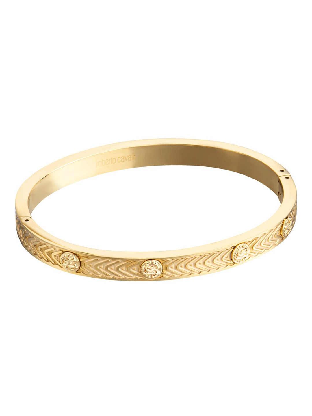 

Roberto Cavalli Gold Plated Intricate Textured Bangle
