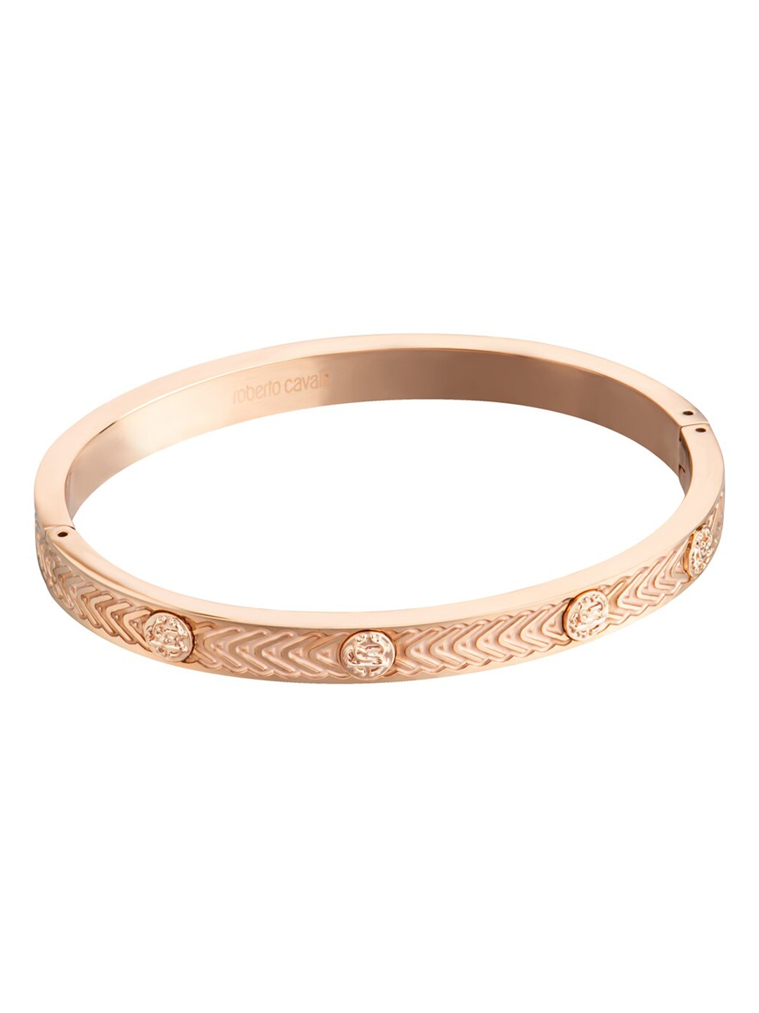 

Roberto Cavalli Rose Gold Plated Intricate Textured Love Bangle