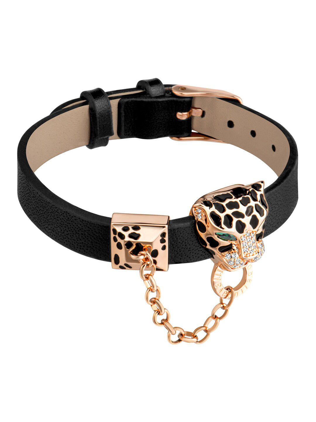 

Roberto Cavalli Rose-Gold Plated Leather Wraparound Bracelet