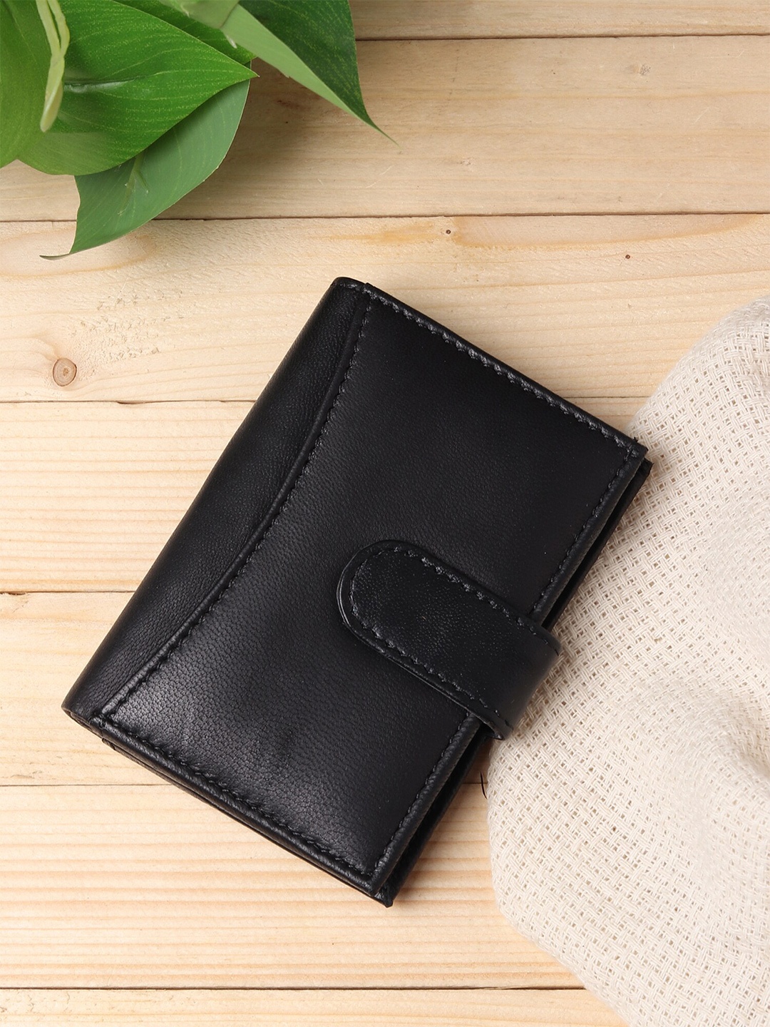 

SAMTROH Men Genuine Leather Card Holder, Black
