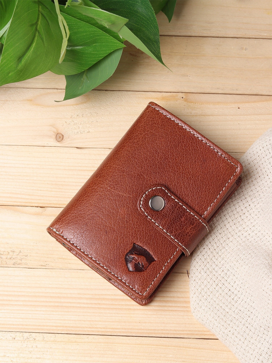 

SAMTROH Men Genuine Leather Card Holder, Tan