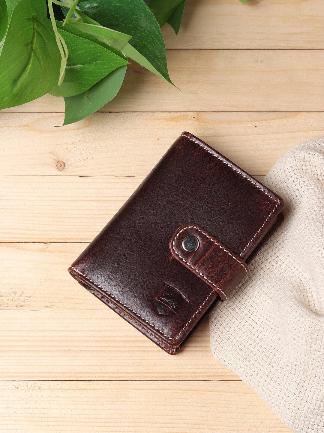 

SAMTROH Men Genuine Leather Card Holder, Brown