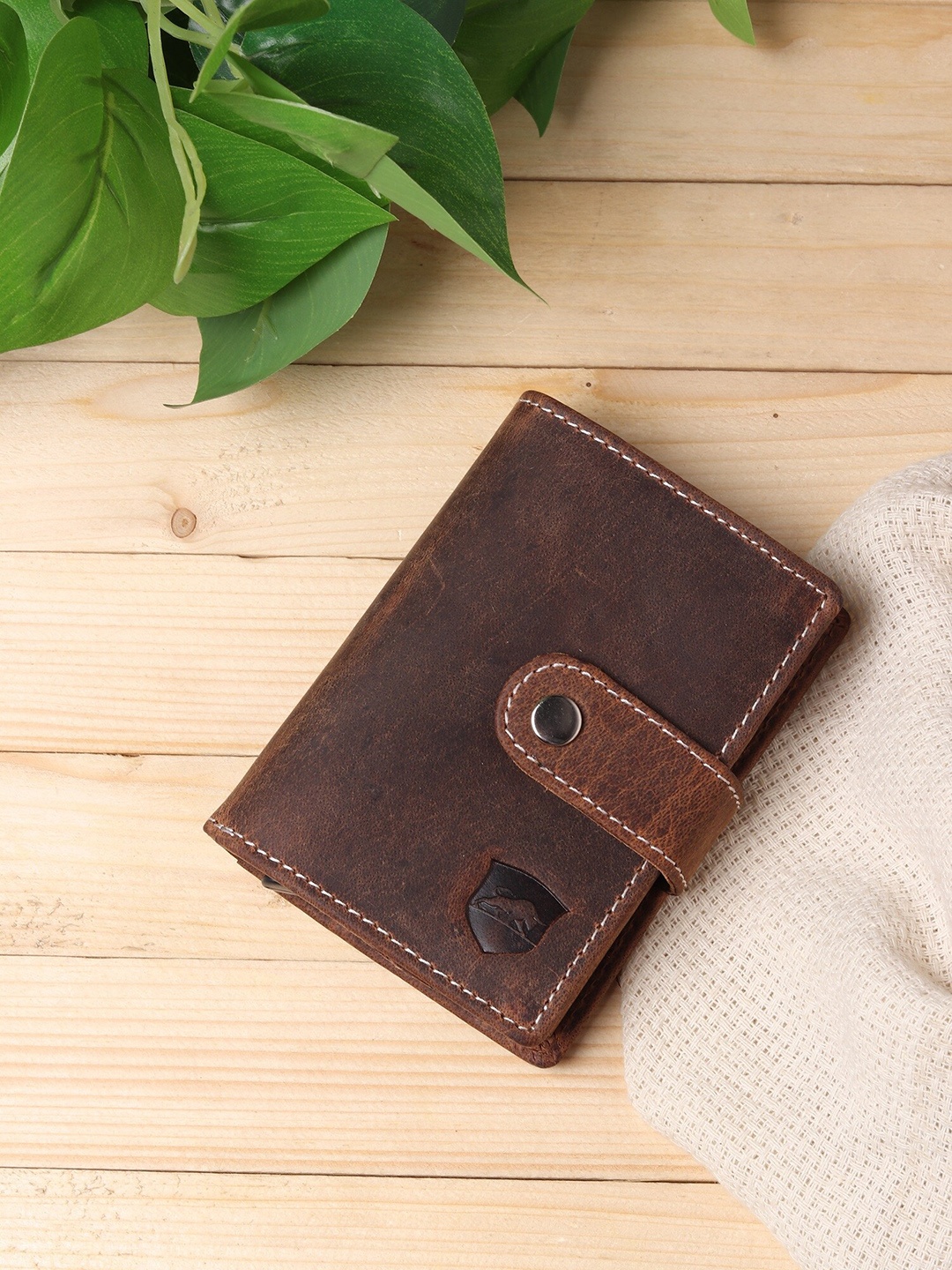 

SAMTROH Men Genuine Leather Card Holder, Brown