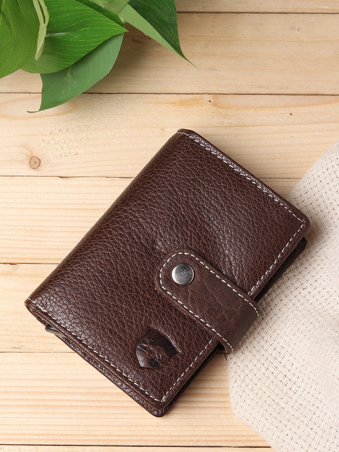 

SAMTROH Men Genuine Leather Card Holder, Brown