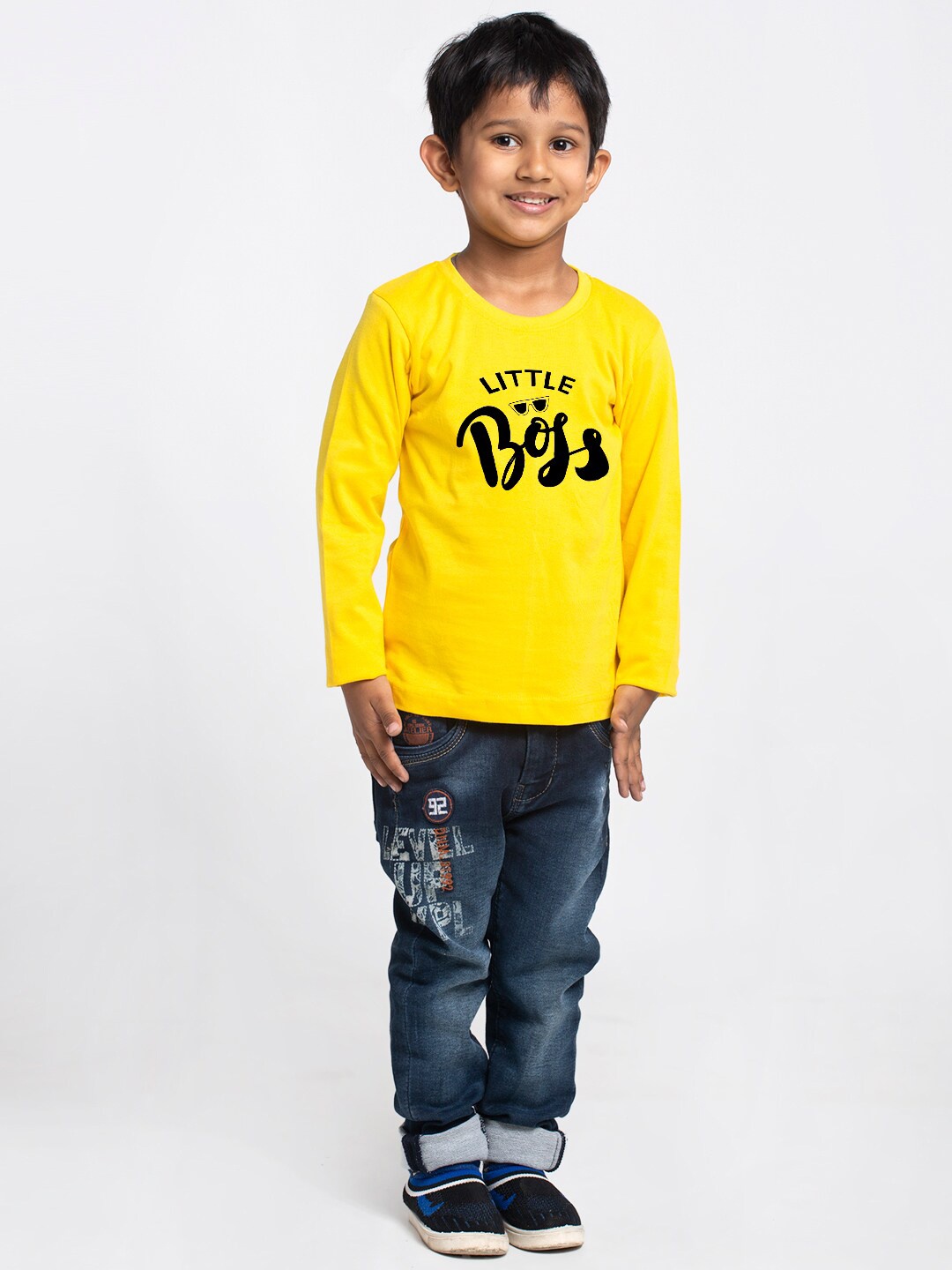

Friskers Boys Typography Printed Cotton T-shirt, Yellow