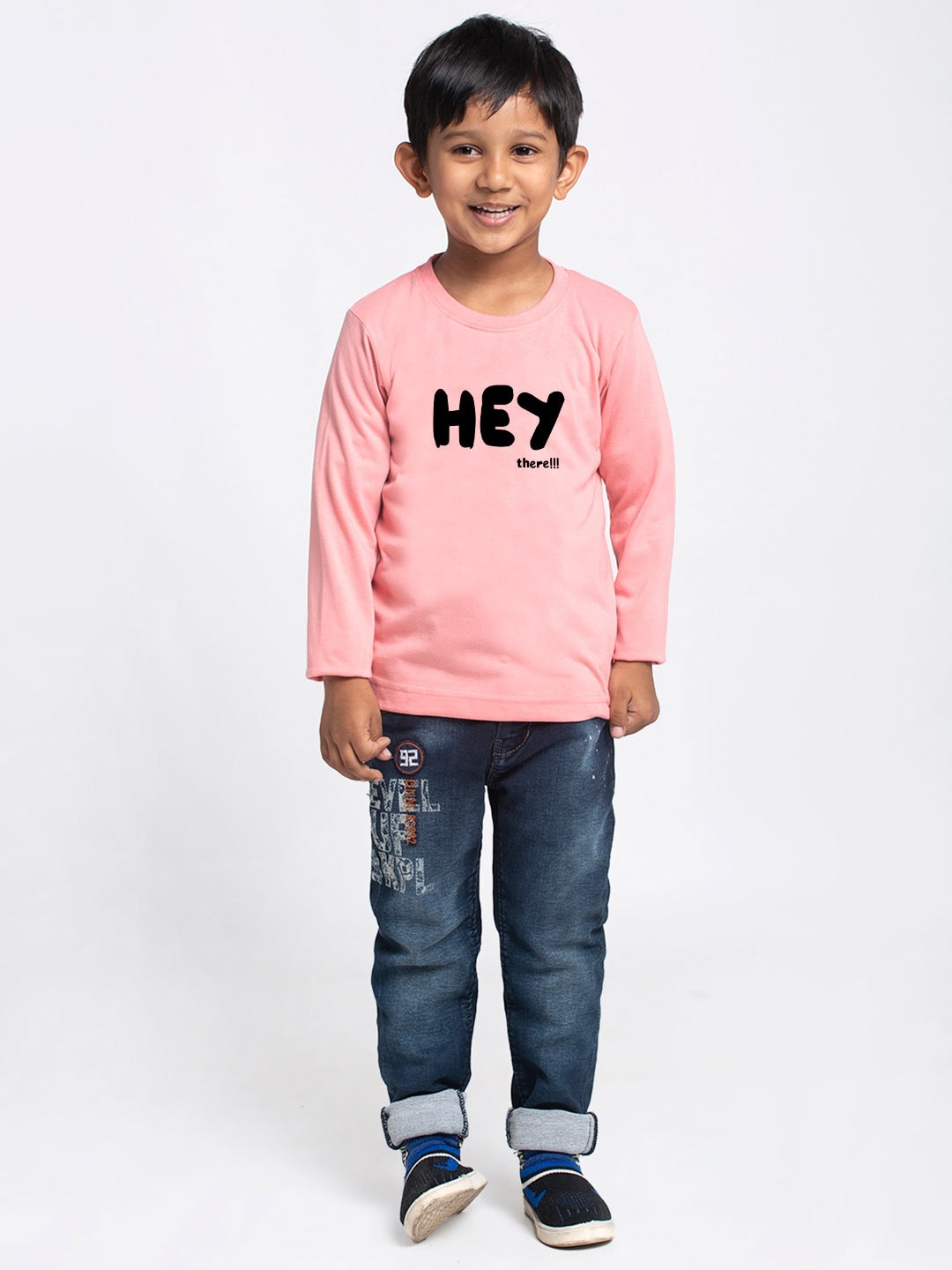 Friskers Boys Typography Printed Cotton T-shirt, Coral