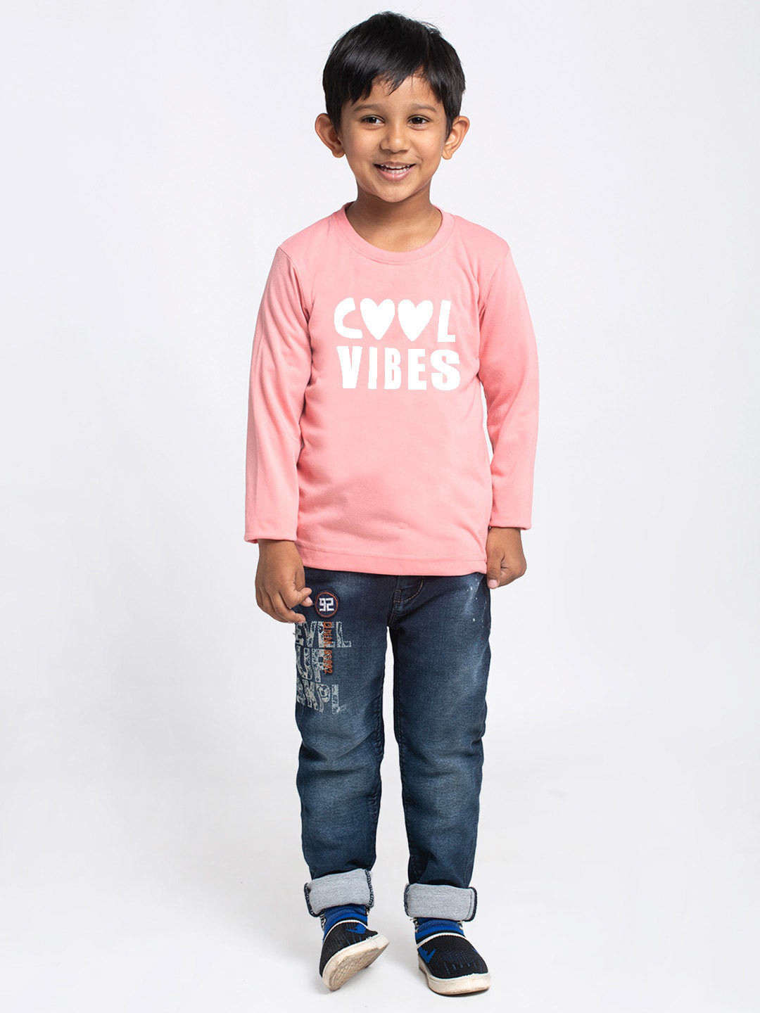 

Friskers Boys Typography Printed Cotton T-shirt, Coral