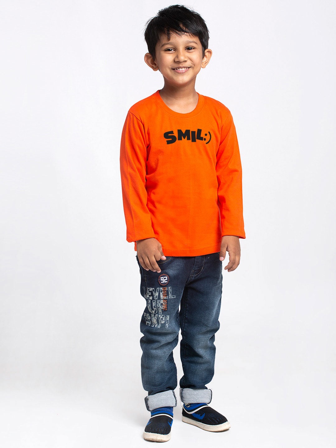 

Friskers Boys Typography Printed Cotton T-shirt, Orange