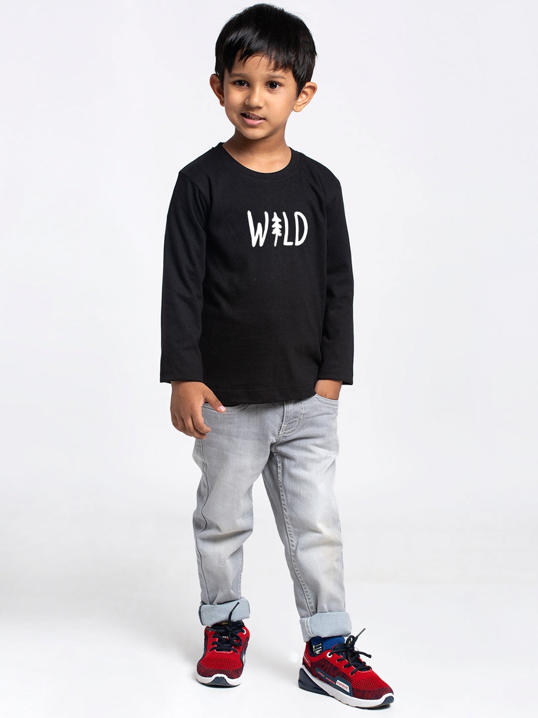 

Friskers Boys Typography Printed Cotton T-shirt, Black