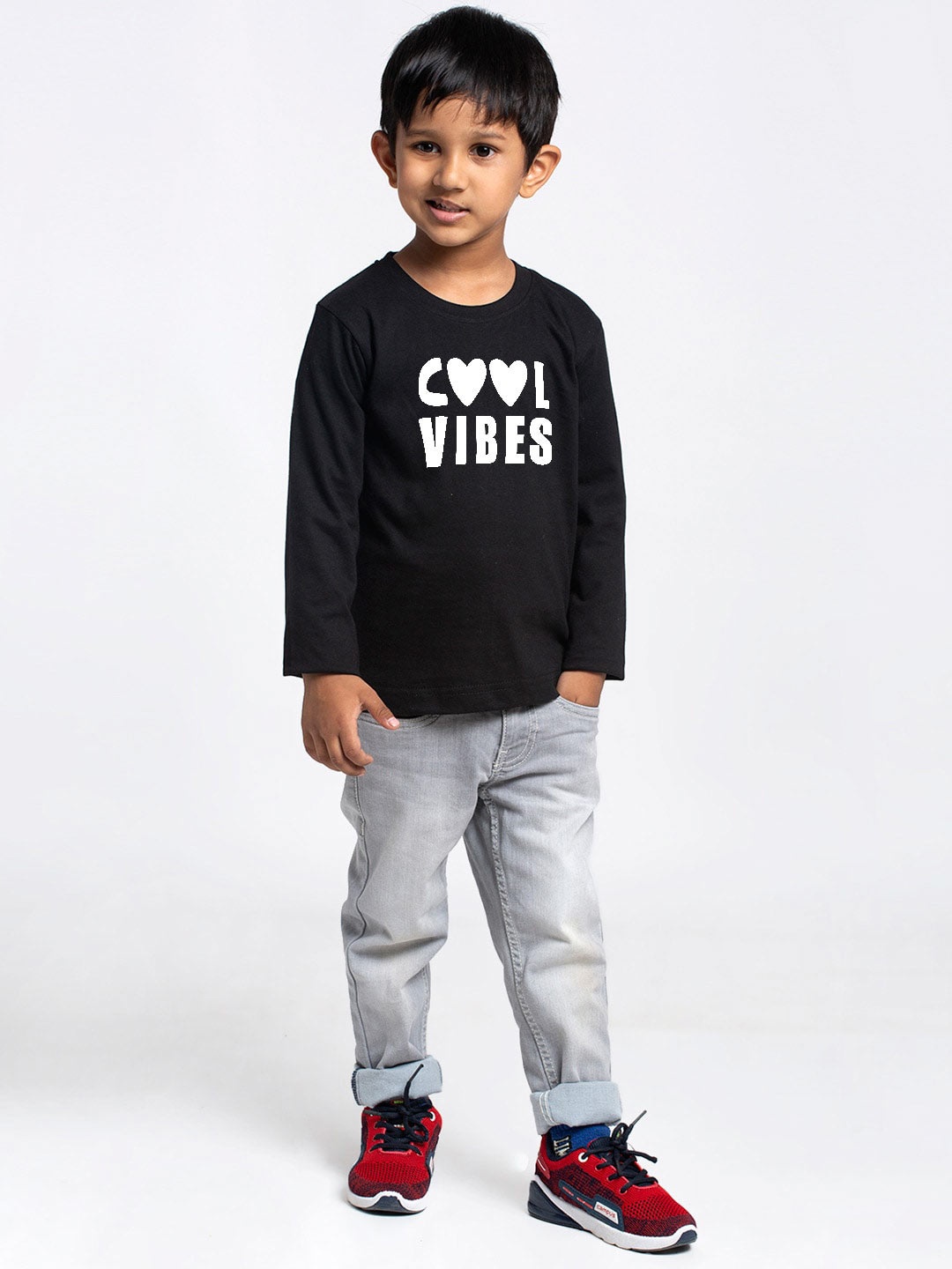 Friskers Boys Typography Printed Cotton T-shirt, Black