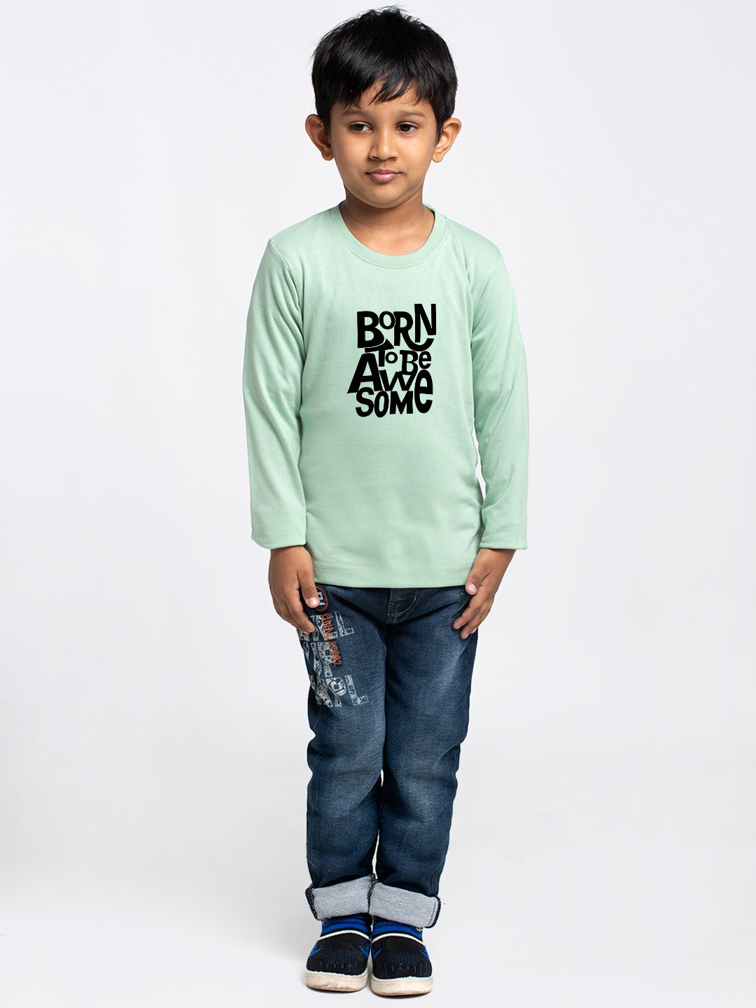 

Friskers Boys Typography Printed Cotton T-shirt, Sea green