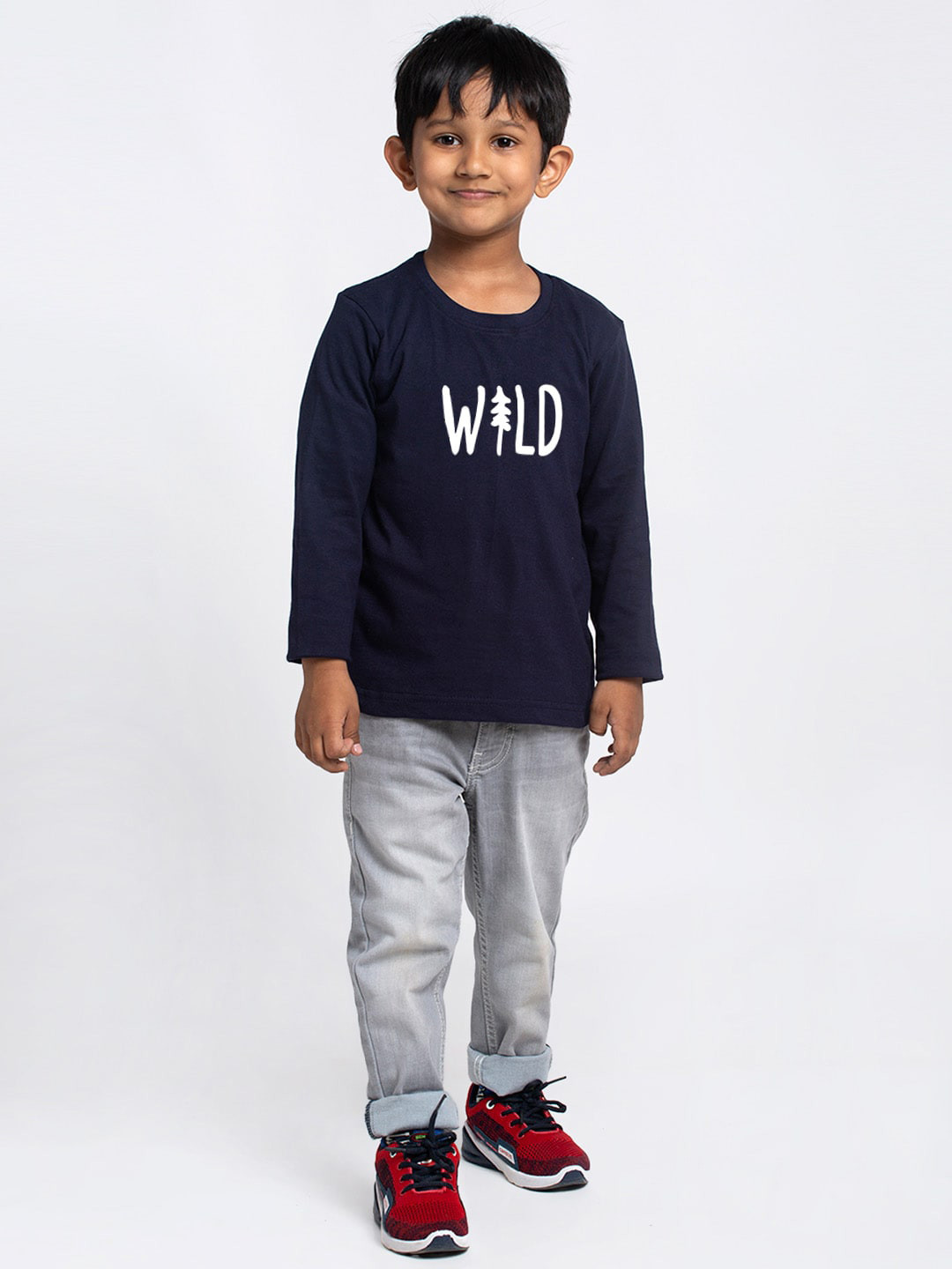 

Friskers Boys Typography Printed Cotton T-shirt, Navy blue