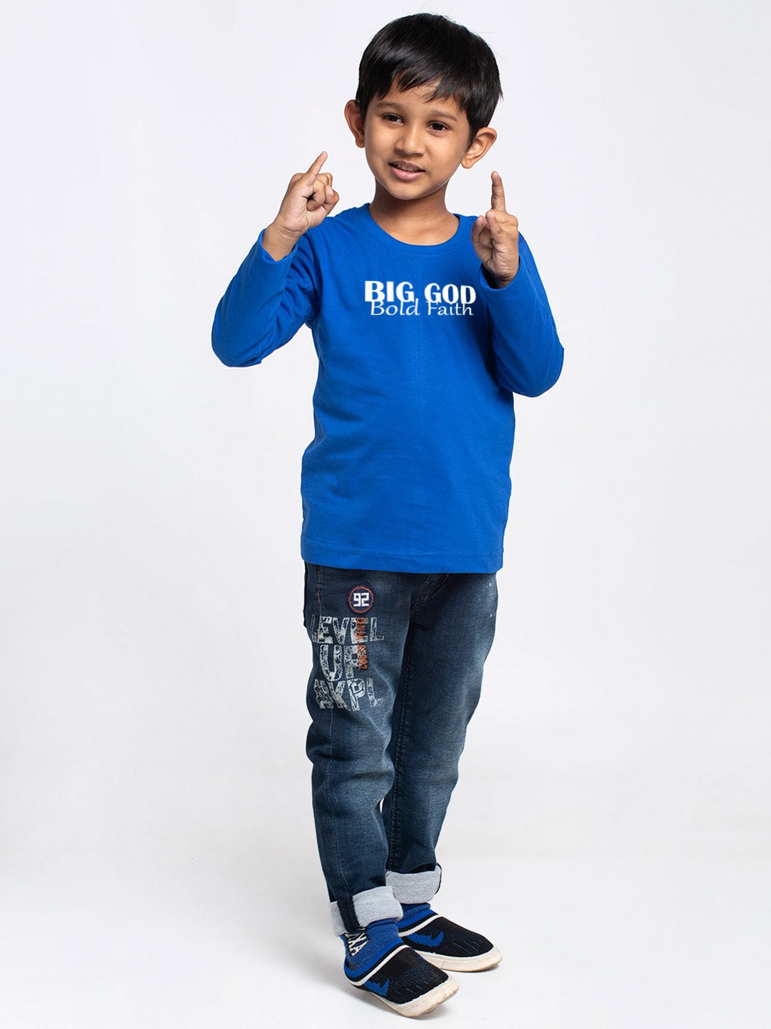 

Friskers Boys Typography Printed Cotton T-shirt, Blue