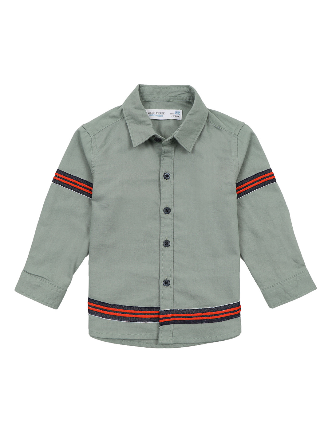 

ZERO THREE Boys Comfort Fit Striped Pure Cotton Casual Shirt, Grey