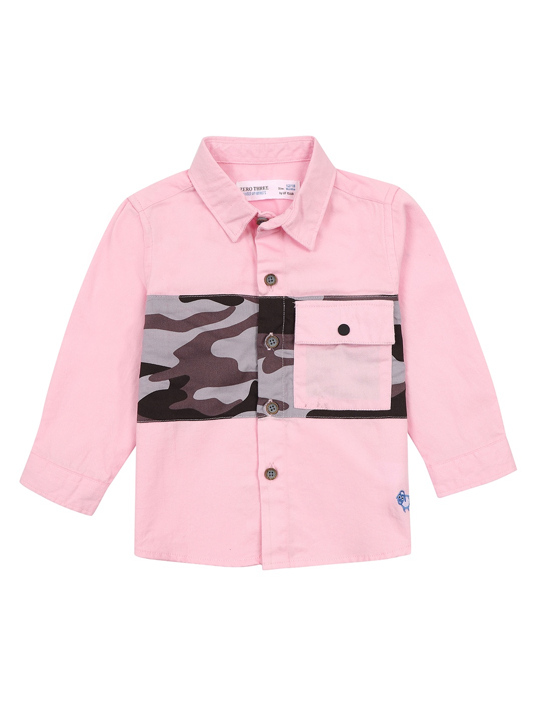 

ZERO THREE Boys Comfort Fit Camouflage Printed Pure Cotton Casual Shirt, Pink