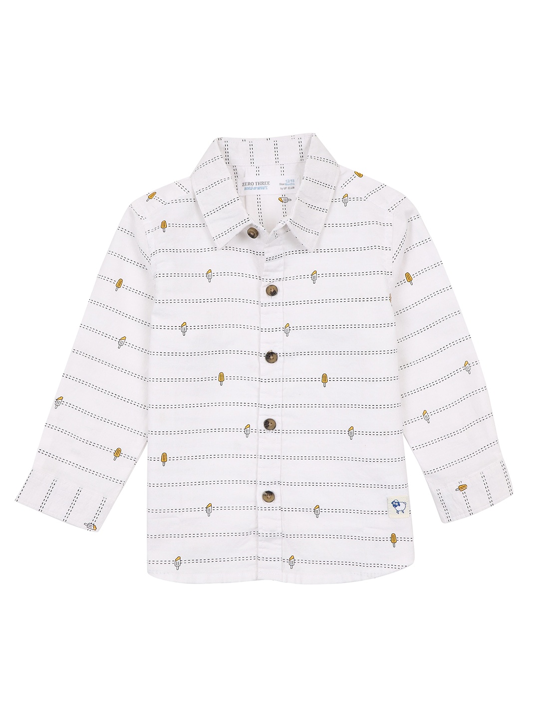 

ZERO THREE Boys Comfort Fit Striped Pure Cotton Casual Shirt, White