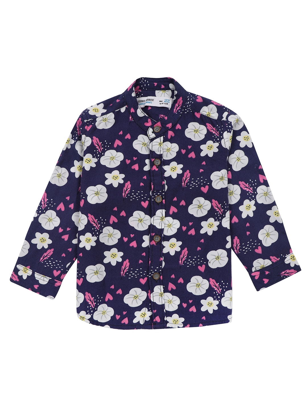 

ZERO THREE Boys Comfort Fit Floral Printed Pure Cotton Casual Shirt, Blue