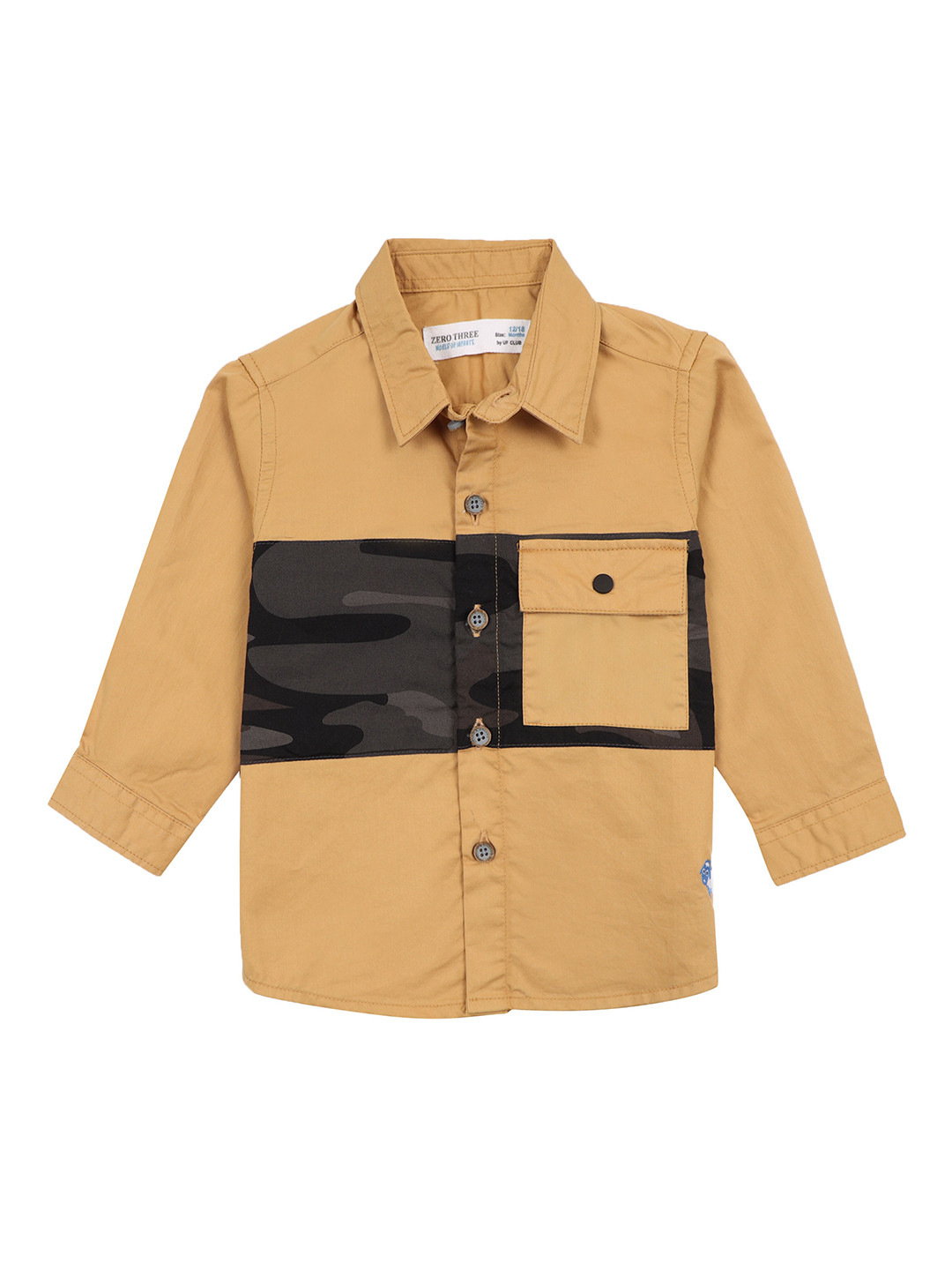 

ZERO THREE Boys Comfort Fit Camouflage Printed Pure Cotton Casual Shirt, Beige