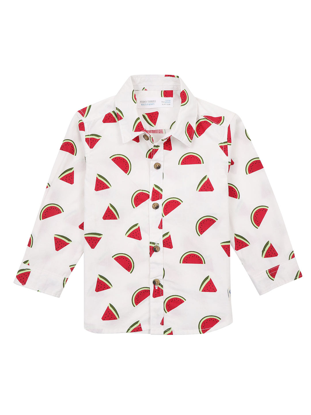 

ZERO THREE Boys Comfort Fit Conversational Printed Pure Cotton Casual Shirt, White