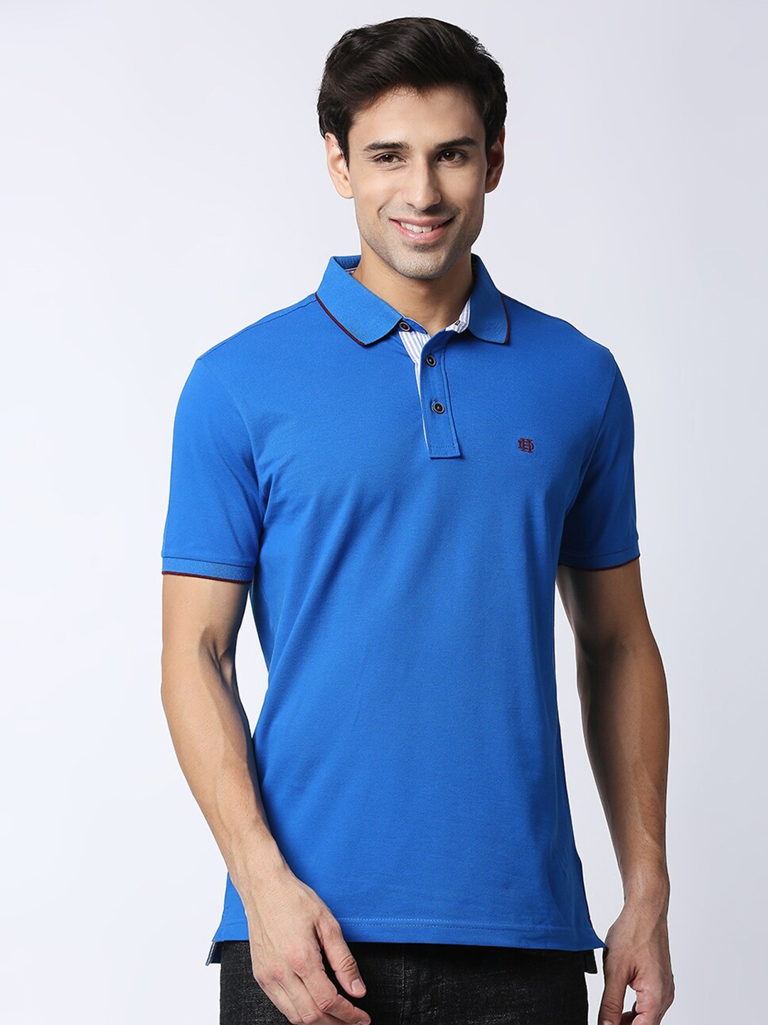 

DRAGON HILL Polo Collar Cotton Slim Fit T-shirt, Blue