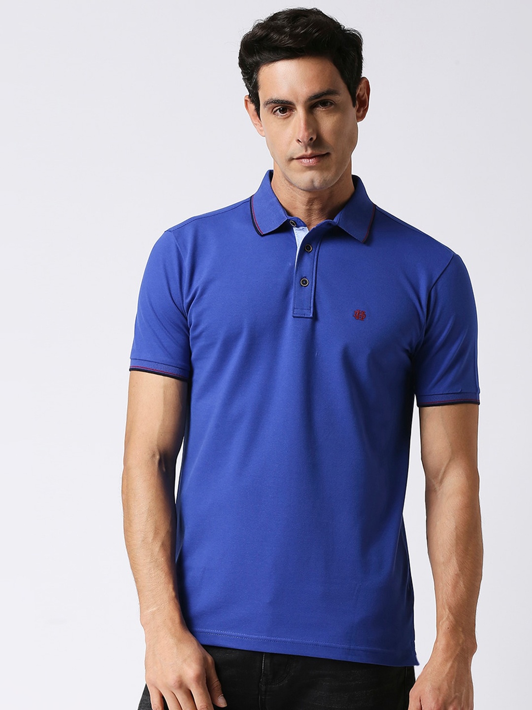 

DRAGON HILL Polo Collar Cotton Slim Fit T-shirt, Blue