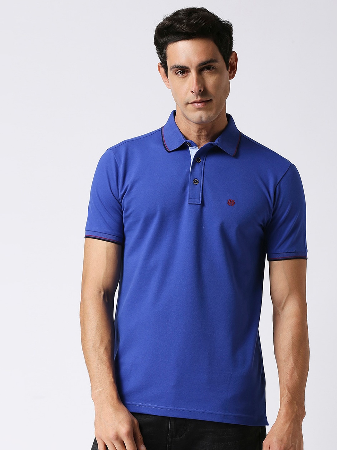 

DRAGON HILL Polo Collar Cotton Slim Fit T-shirt, Blue