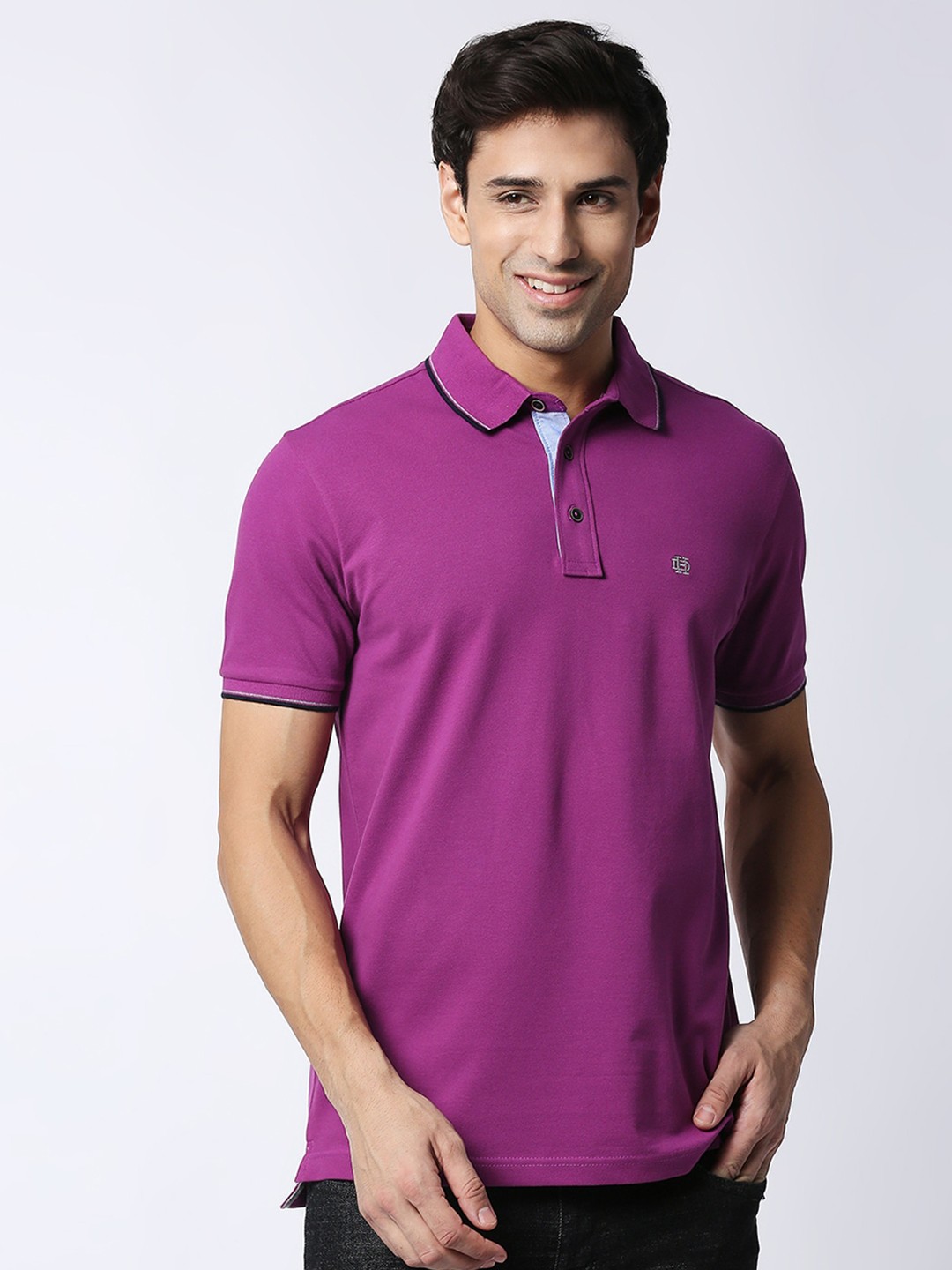 

DRAGON HILL Polo Collar Cotton Slim Fit T-shirt, Purple