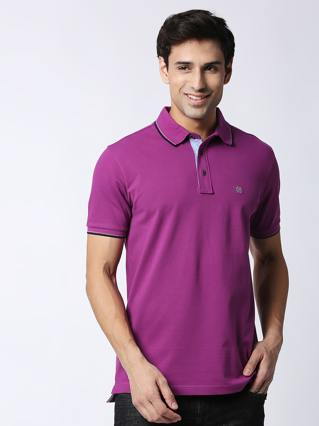 

DRAGON HILL Pique Half Sleeve Cotton Slim Fit Polo T-shirt, Purple