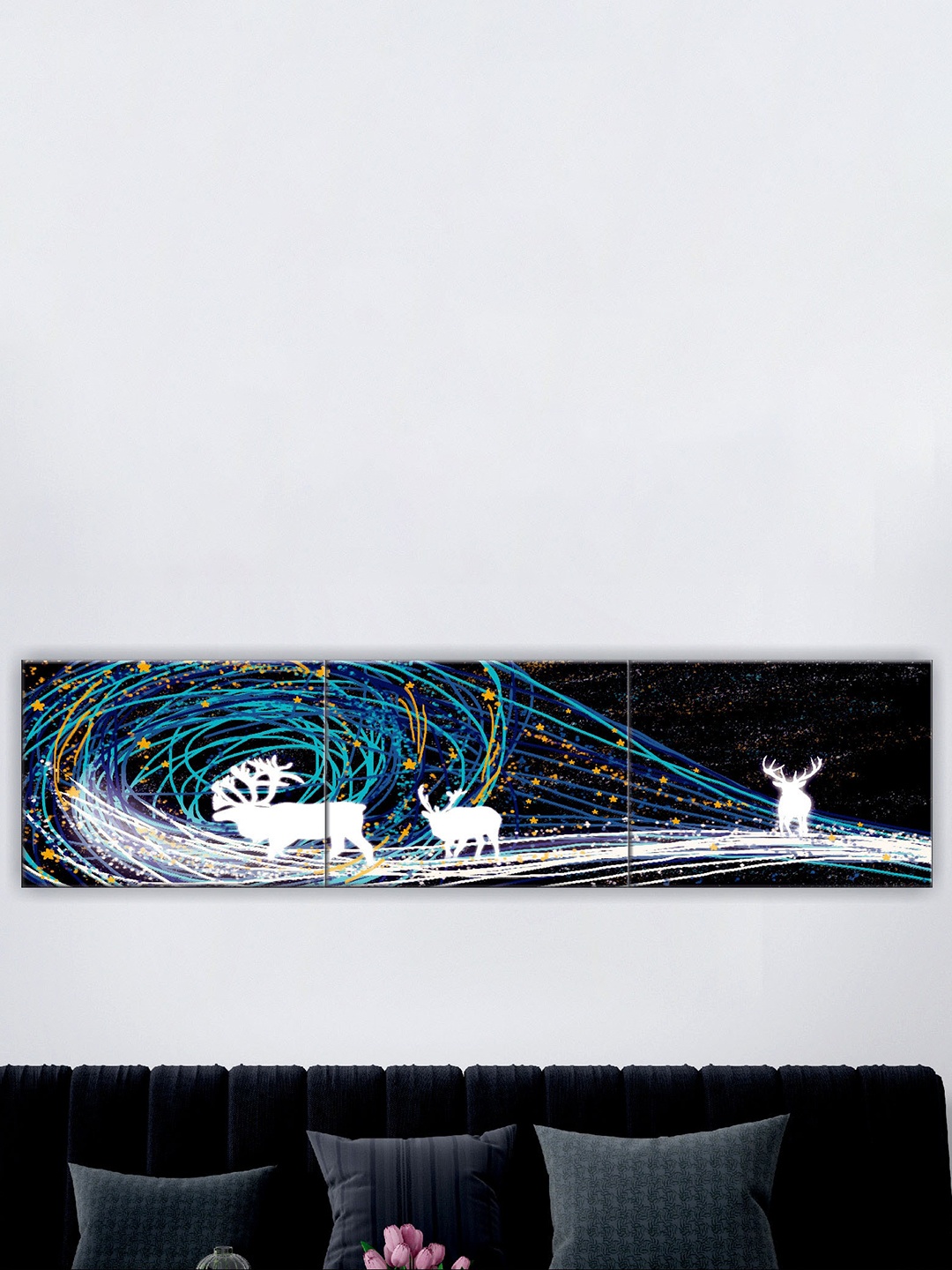 

SAF Black & White 3 Pieces Modern Art Printed UV Coating Wall Art