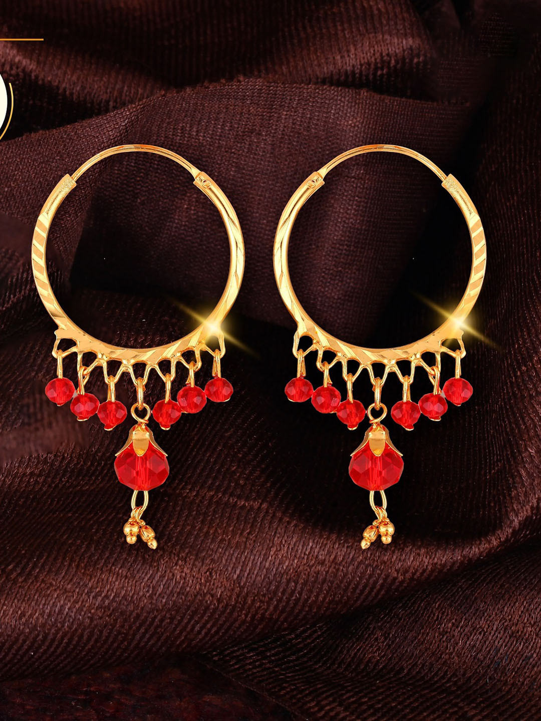 

Vighnaharta Gold-Plated Floral Hoop Earrings