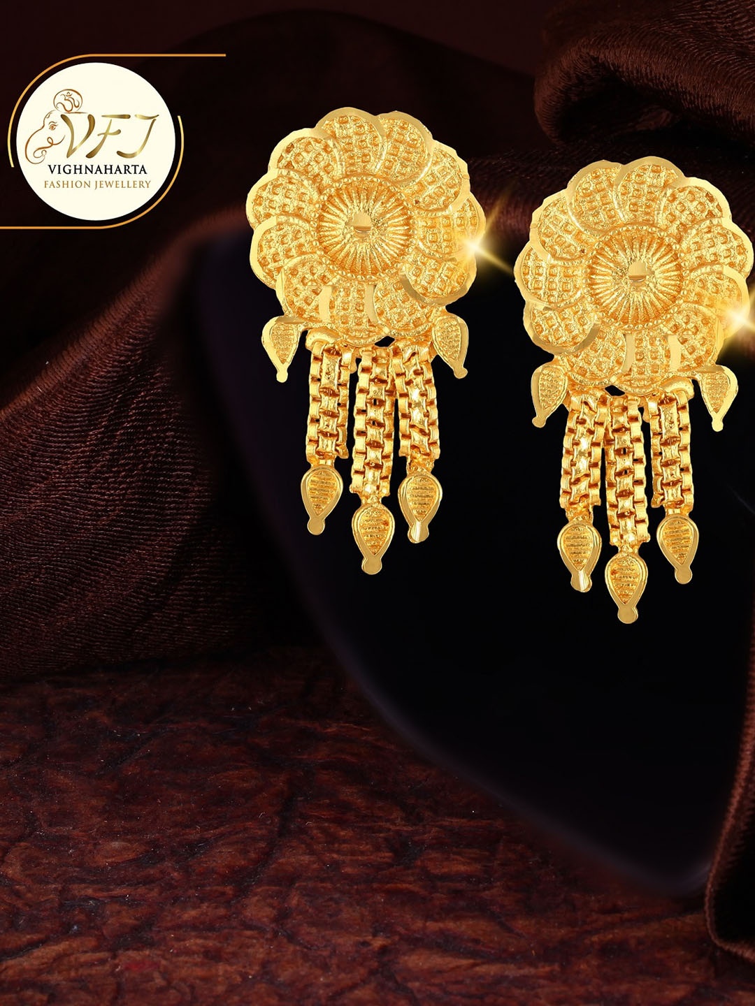 

Vighnaharta Gold Plated Floral Stud Earrings