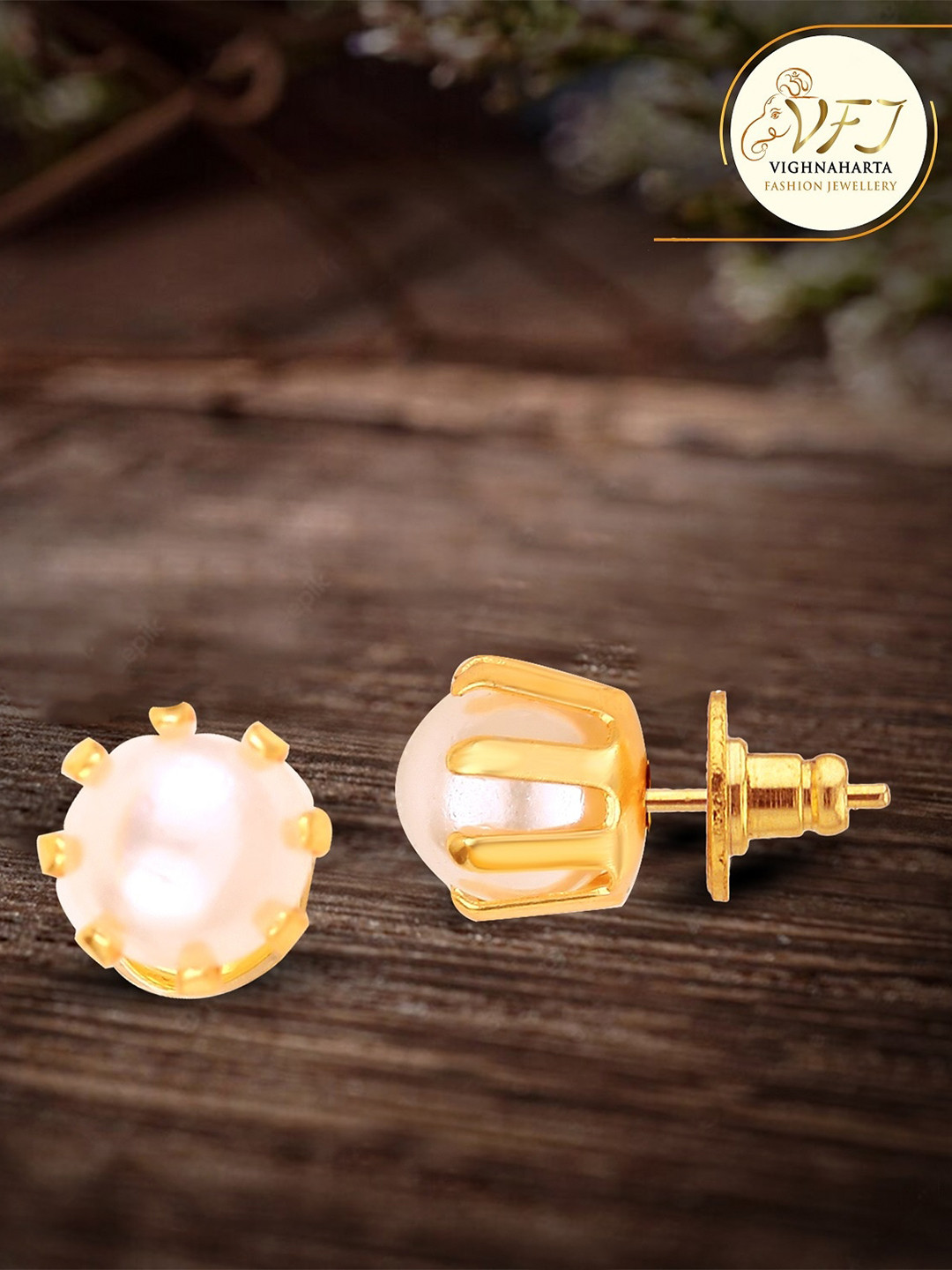 

Vighnaharta Gold-Plated Artificial Beads Stud Earrings