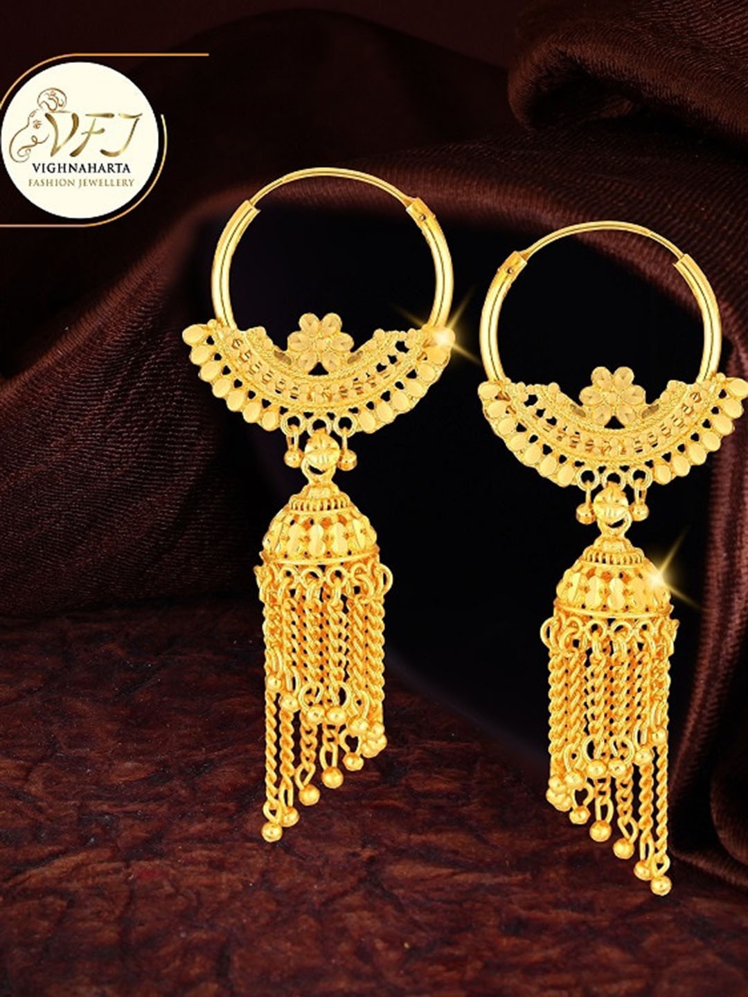 

Vighnaharta Gold-Plated Jhumkas
